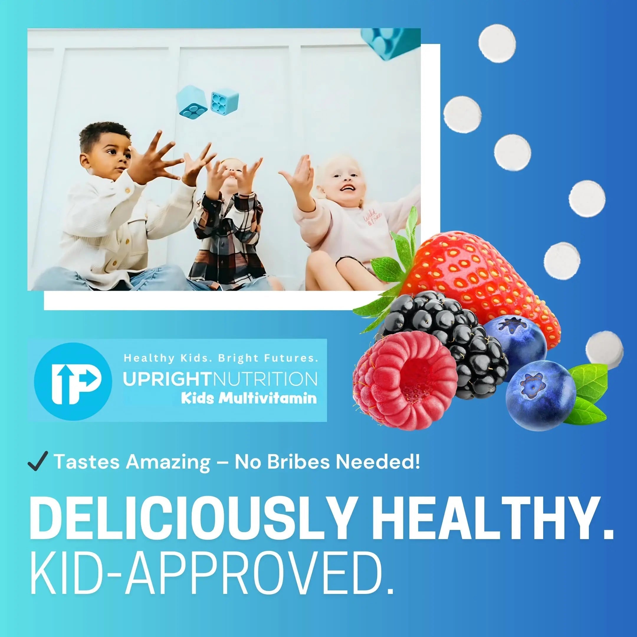 Upright Nutrition Children's Multivitamin | 30 Day Supply | Chewable, Sugar-Free | 17+ Essential Vitamins & Minerals with 50mg of Fruits & Veggies Upright Nutrition uk supplements