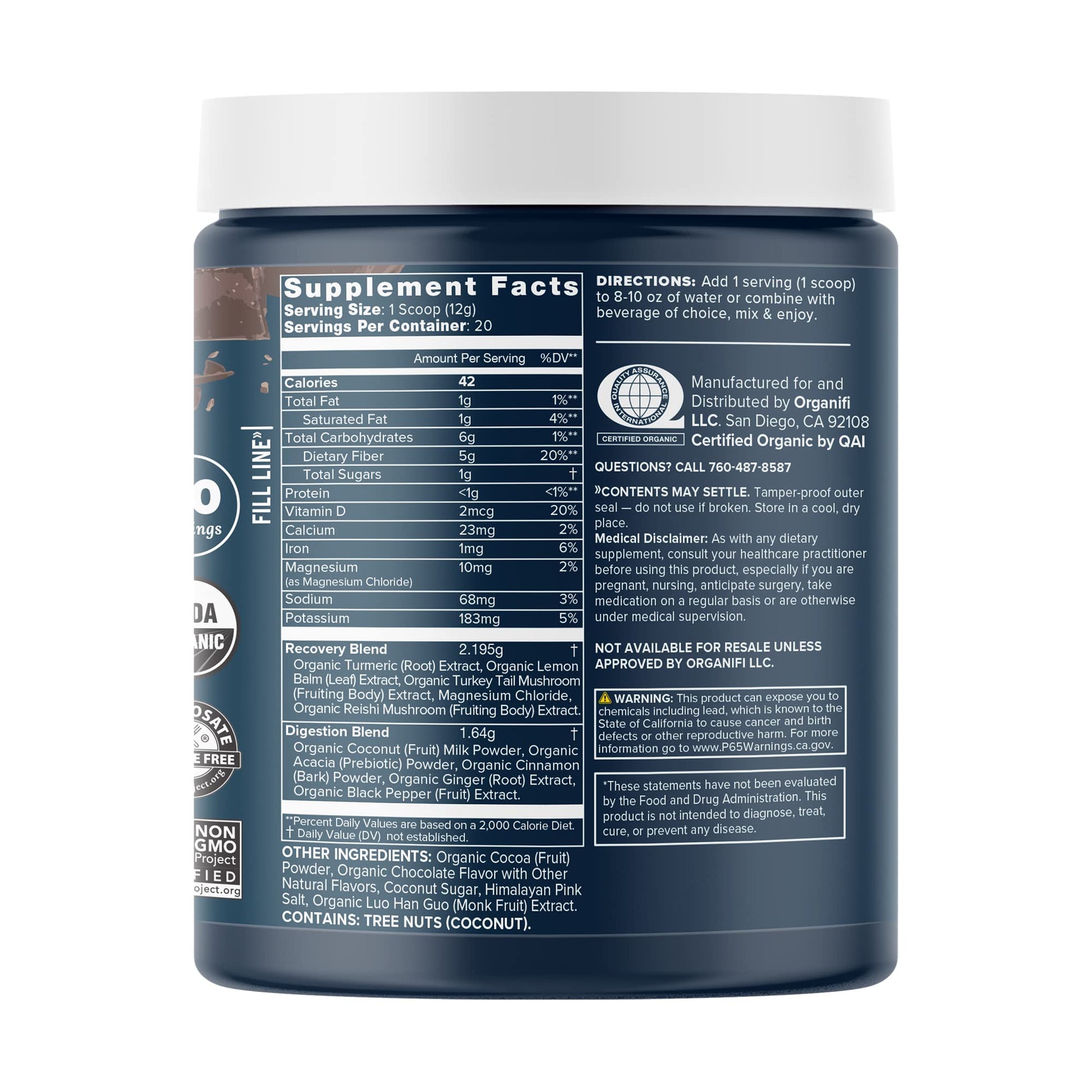 Organifi - Gold Chocolate - Superfood Supplement Powder - 20 Day Supply - Supports Rest Organifi uk supplements