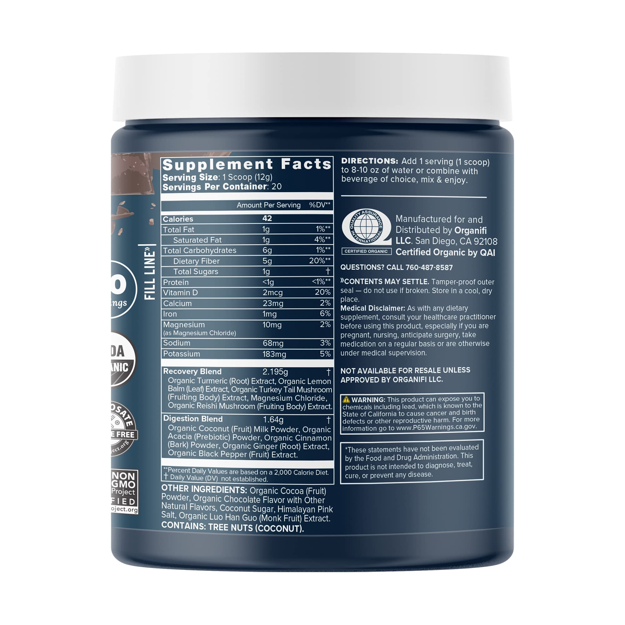 Organifi - Gold Chocolate - Superfood Supplement Powder - 20 Day Supply - Supports Rest Organifi uk supplements