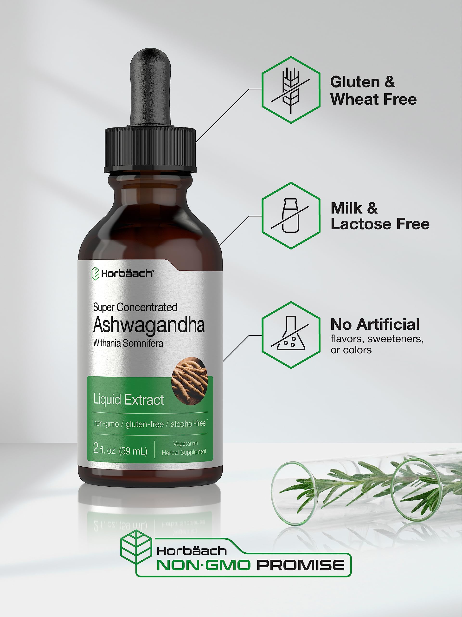 Ashwagandha Root Liquid Extract | 2 fl oz | Alcohol Free Tincture | Vegetarian, Non-GMO, Gluten Free Supplement | by Horbaach Horbäach uk supplements