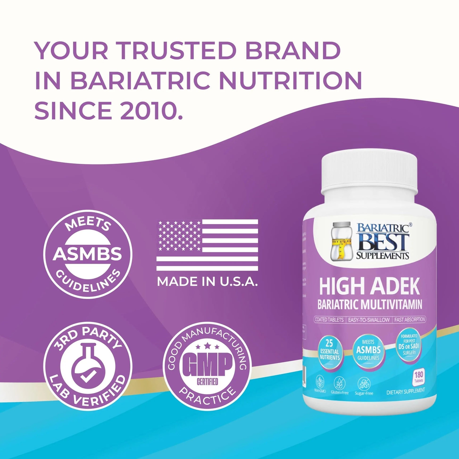 High A D E K Bariatric Multivitamin for Post DS/SADI Surgery, 25 Essential Nutrients for Post-Weight Loss Surgery, 180 Tablets Bariatric Best Supplements uk supplements