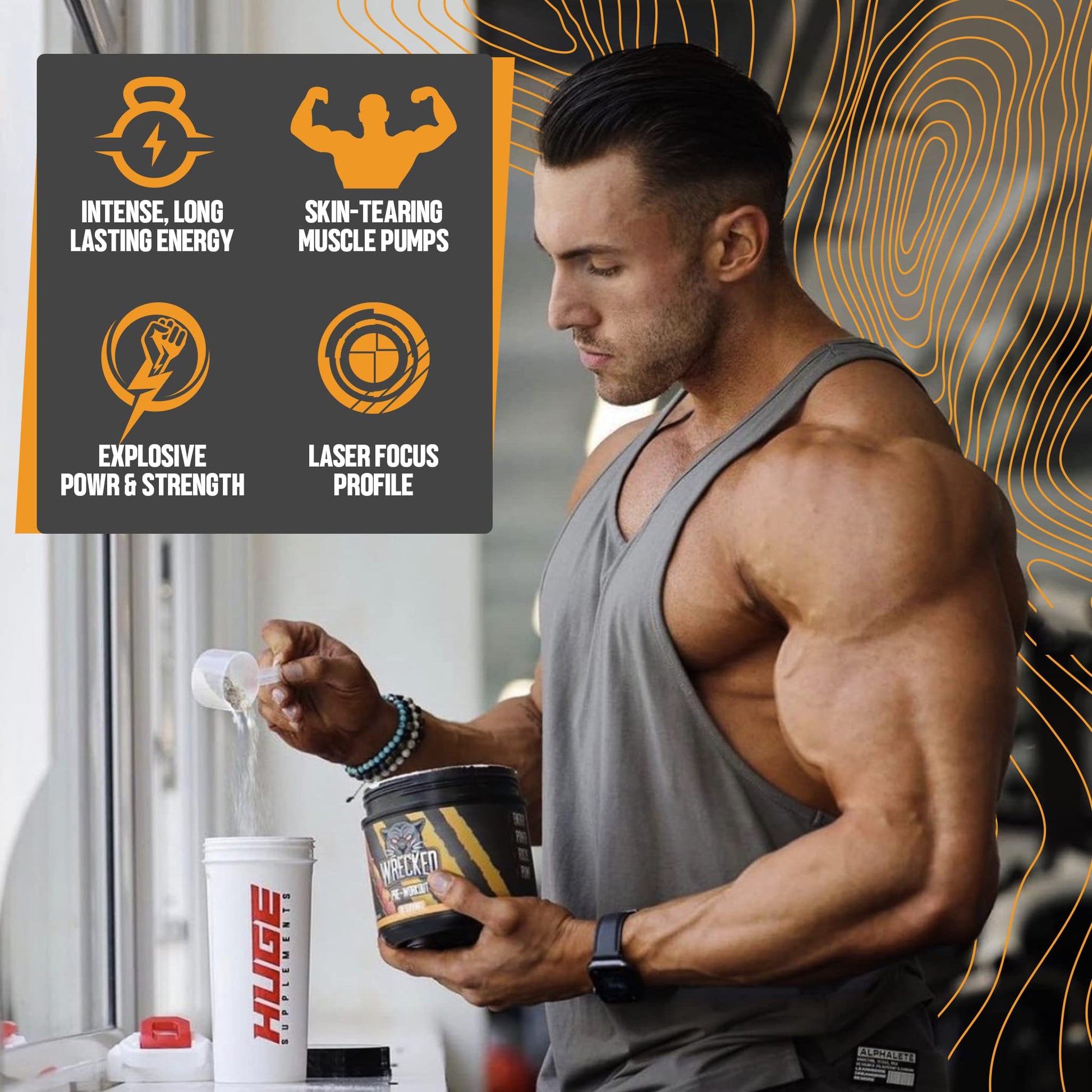 Huge Supplements Wrecked Pre-Workout Powder, 30G+ Ingredients Per Serving to Boost Huge Supplements uk supplements