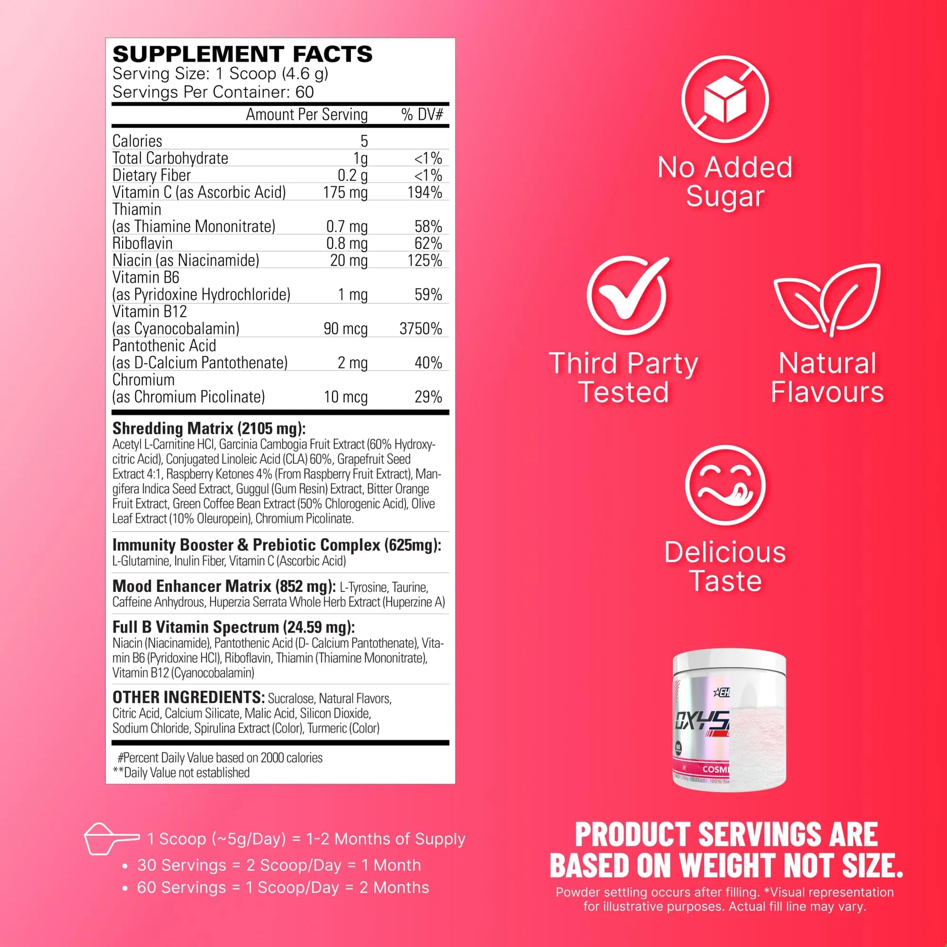 EHP Labs OxyShred Pre Workout Powder - Preworkout Powder with L Glutamine & Acetyl L Carnitine, Energy Boost Drink - Cosmic Blast, 60 Servings EHP Labs uk supplements