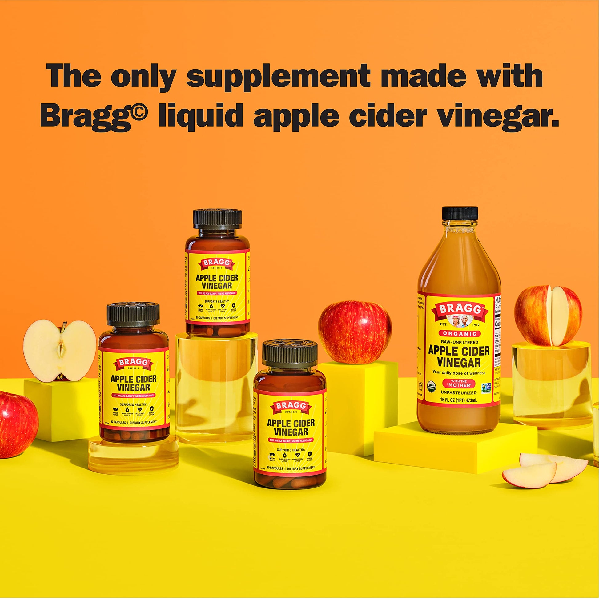 Bragg Apple Cider Vinegar Capsules - Vitamin D3 & Zinc - 750mg of Acetic Acid – Immune Bragg uk supplements