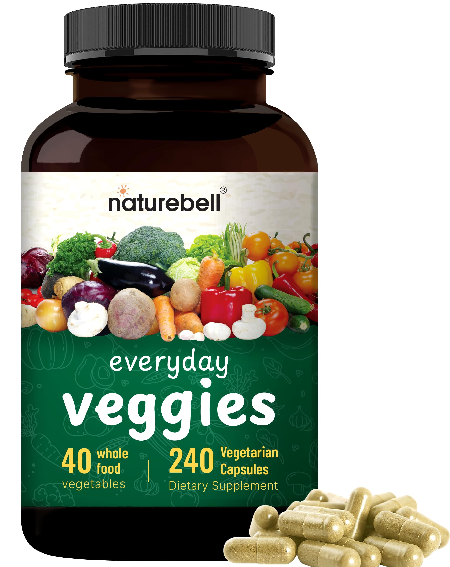 Fruit and Veggies Supplement – 480 Total Vegetarian Capsules | Balance of Natural 40 Whole Fruits & Veggies Blend | Fresh Superfood Formula with Vitamins and Minerals – Non-GMO NatureBell uk supplements