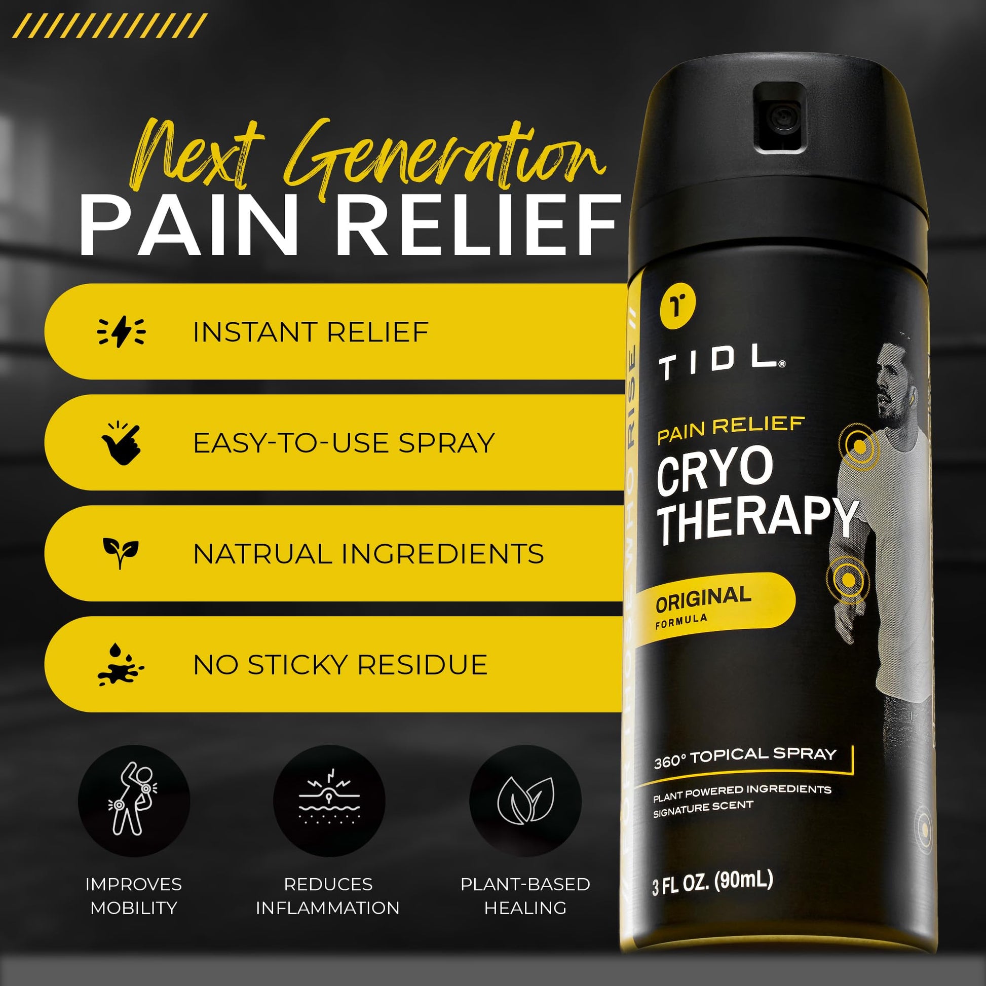 TIDL Pain Relief Spray Bundle – Morning, Cryotherapy & Evening Therapy – 3 x 3oz Sprays for Muscle, Joint, Neck, Back & Knee Pain Relief – Plant-Based Menthol Day & Night Care TIDL uk supplements