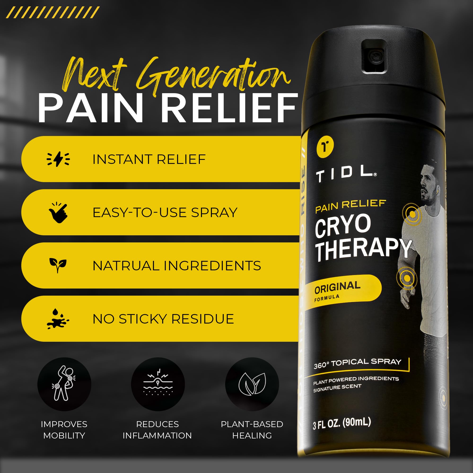 TIDL Pain Relief Spray Bundle – Morning, Cryotherapy & Evening Therapy – 3 x 3oz Sprays for Muscle, Joint, Neck, Back & Knee Pain Relief – Plant-Based Menthol Day & Night Care TIDL uk supplements