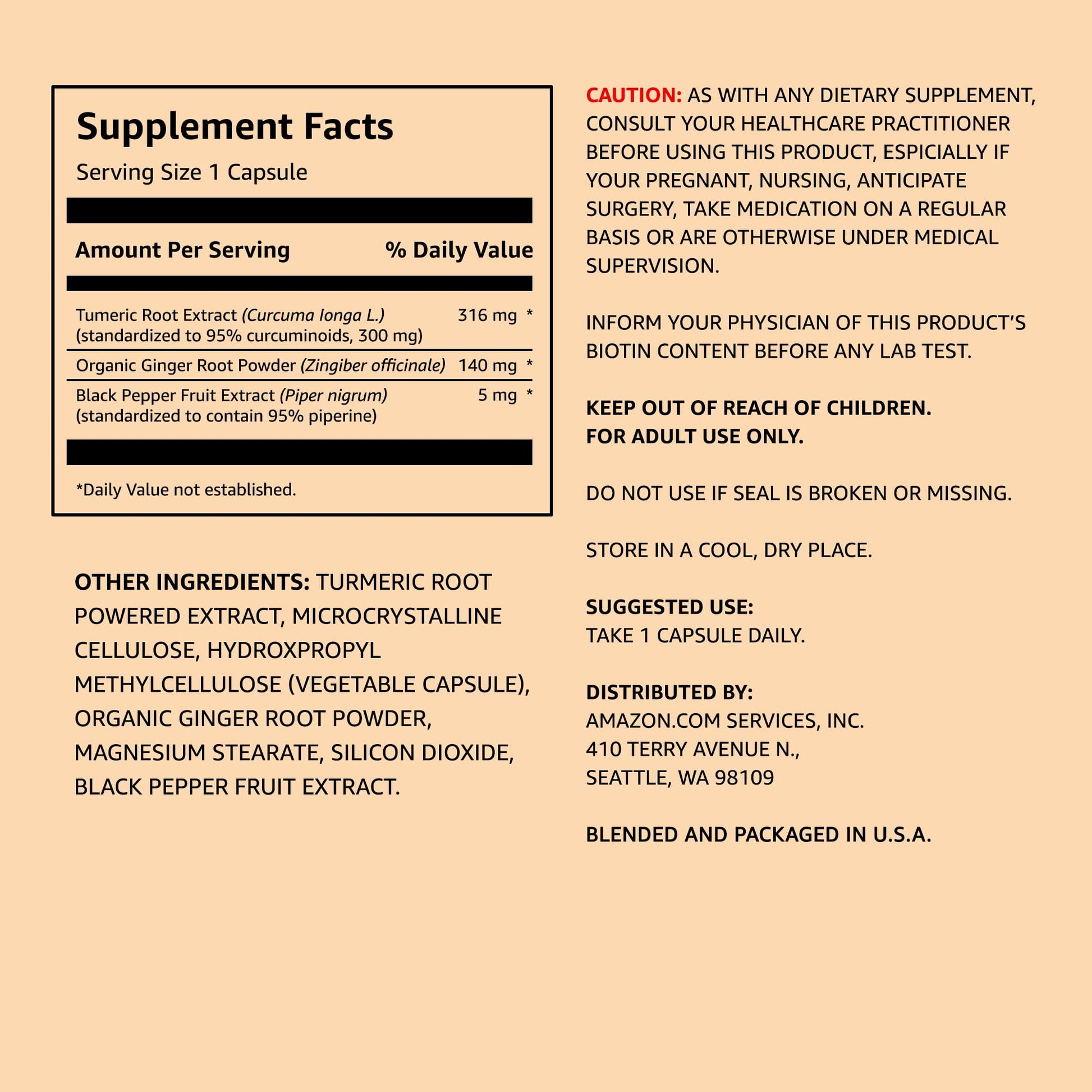 Amazon Elements Turmeric Complex, 316 mg Curcumin, 140 mg Ginger, 5 mg Black Amazon Elements uk supplements