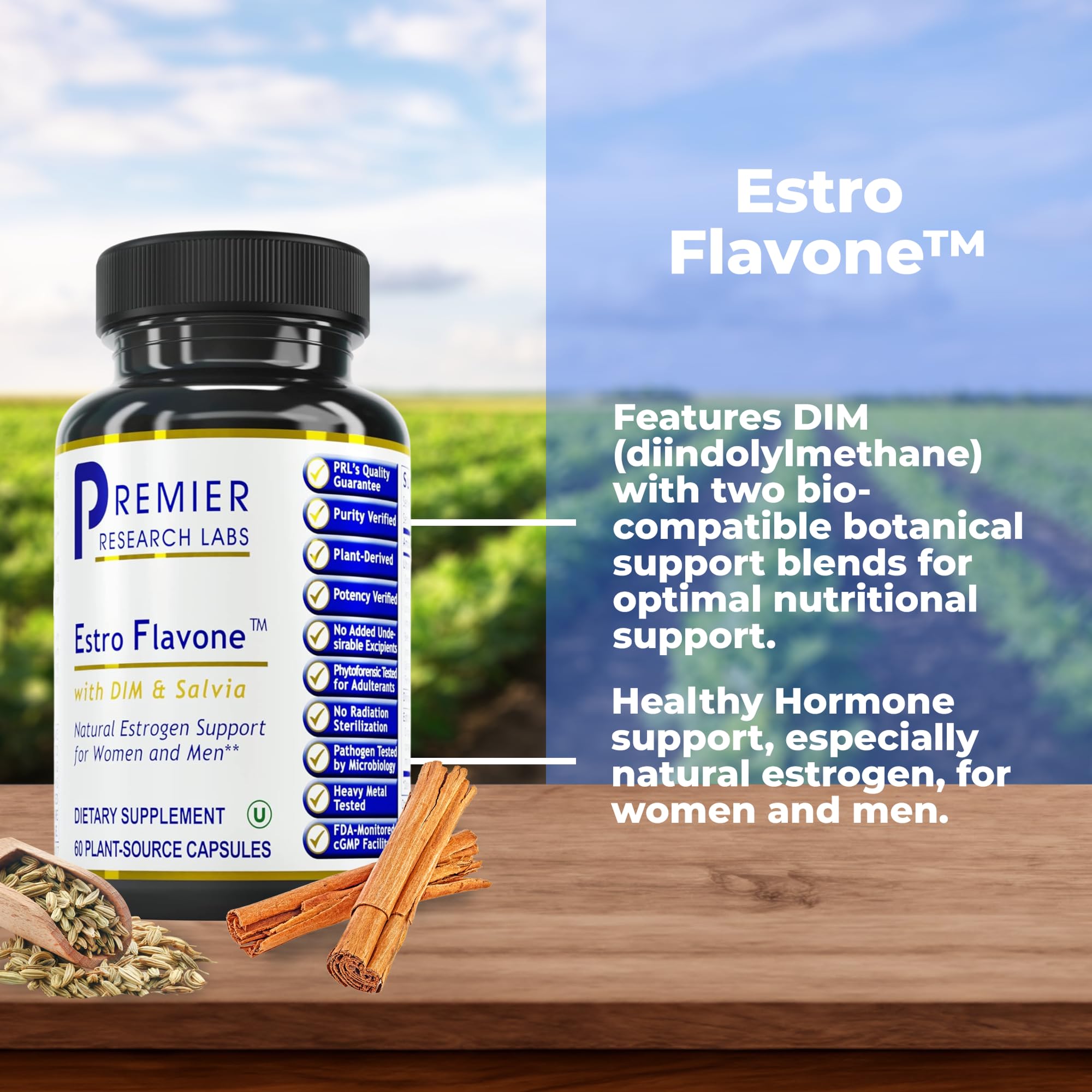 Premier Research Labs Estro Flavone - DIM Supplement, DIM Complex, DIM for Men & Women, Diindolylmethane Estrogen Support, Hormone Balance Support - 60 Vegetarian Capsules Premier Research Labs uk supplements