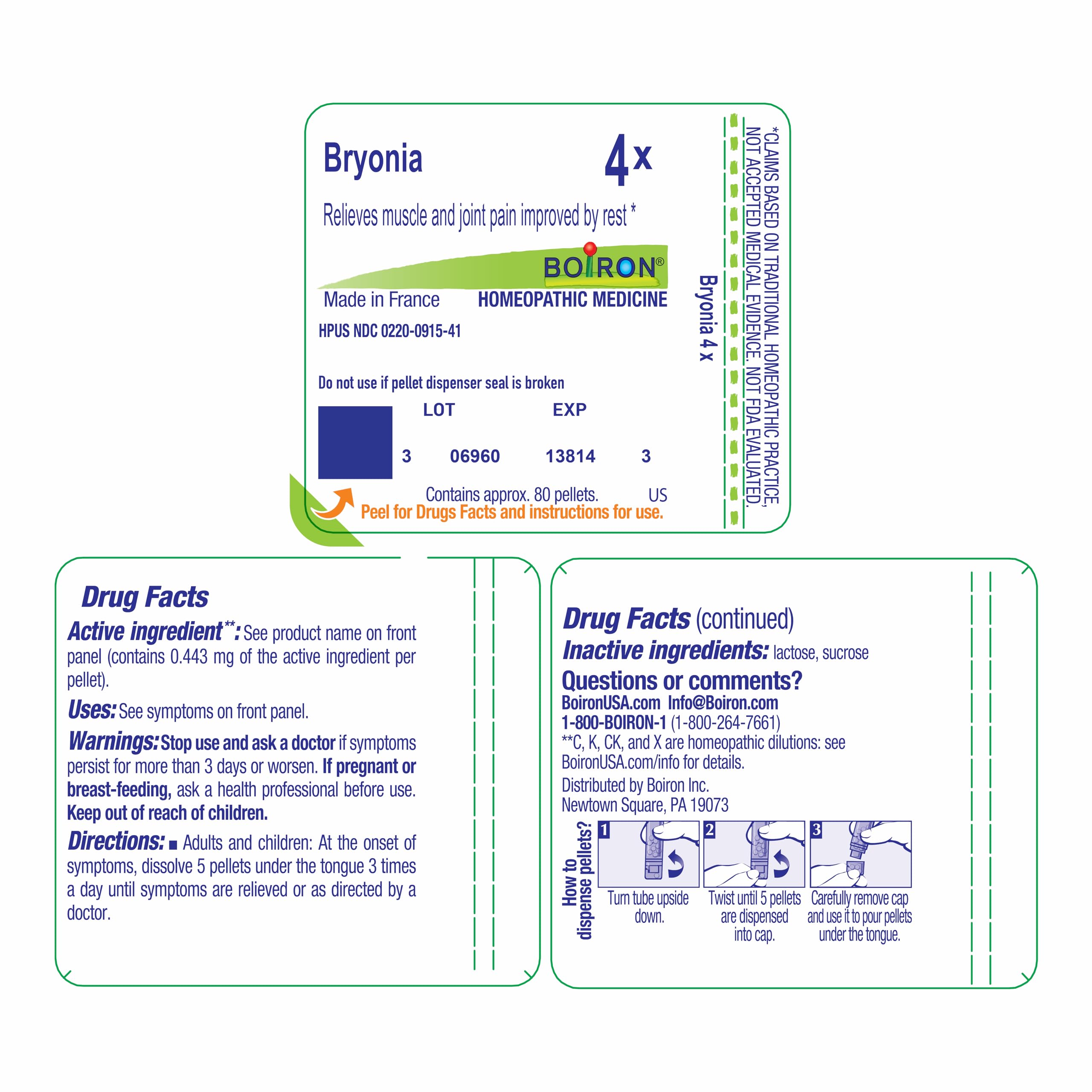 Boiron Bryonia 4X Homeopathic Medicine for Muscle & Joint Pain - 80 Pellets Boiron uk supplements