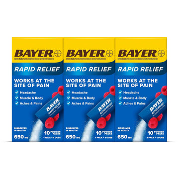 Bayer® Rapid Relief, Dissolvable Raspberry Flavor, Powder Packs with Aspirin & Caffeine, Fast Acting Headache Relief, Muscle and Body Pain Reliever, 30ct Bayer uk supplements