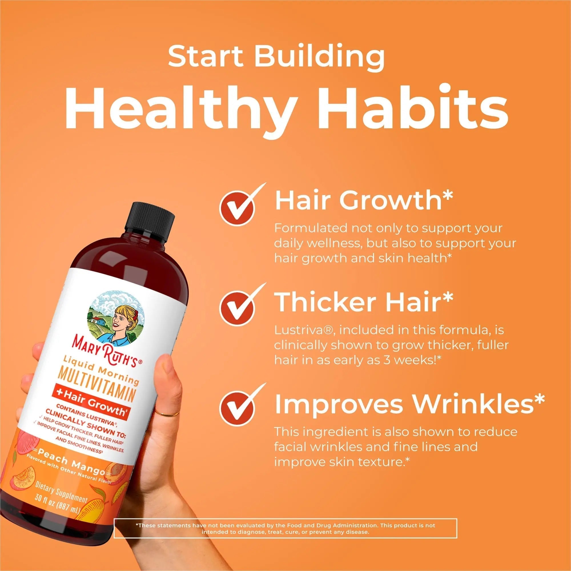 MaryRuth's MaryRuth's Liquid Morning Multivitamin +Hair Growth (Peach Mango, 30oz) & Iron Liquid (Berry) | Clean Label Project Verified® | MARYRUTH'S uk supplements
