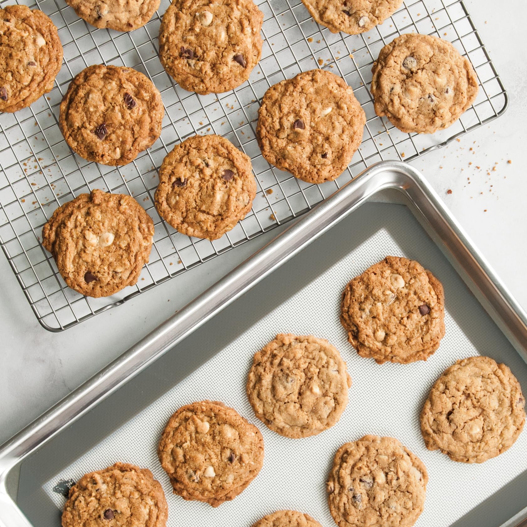 Nordic Ware Naturals Half Sheet Pan, Deluxe Silicone Liner and Cooling Rack, Cookie or Roasting Bakers Set Nordic Ware uk supplements