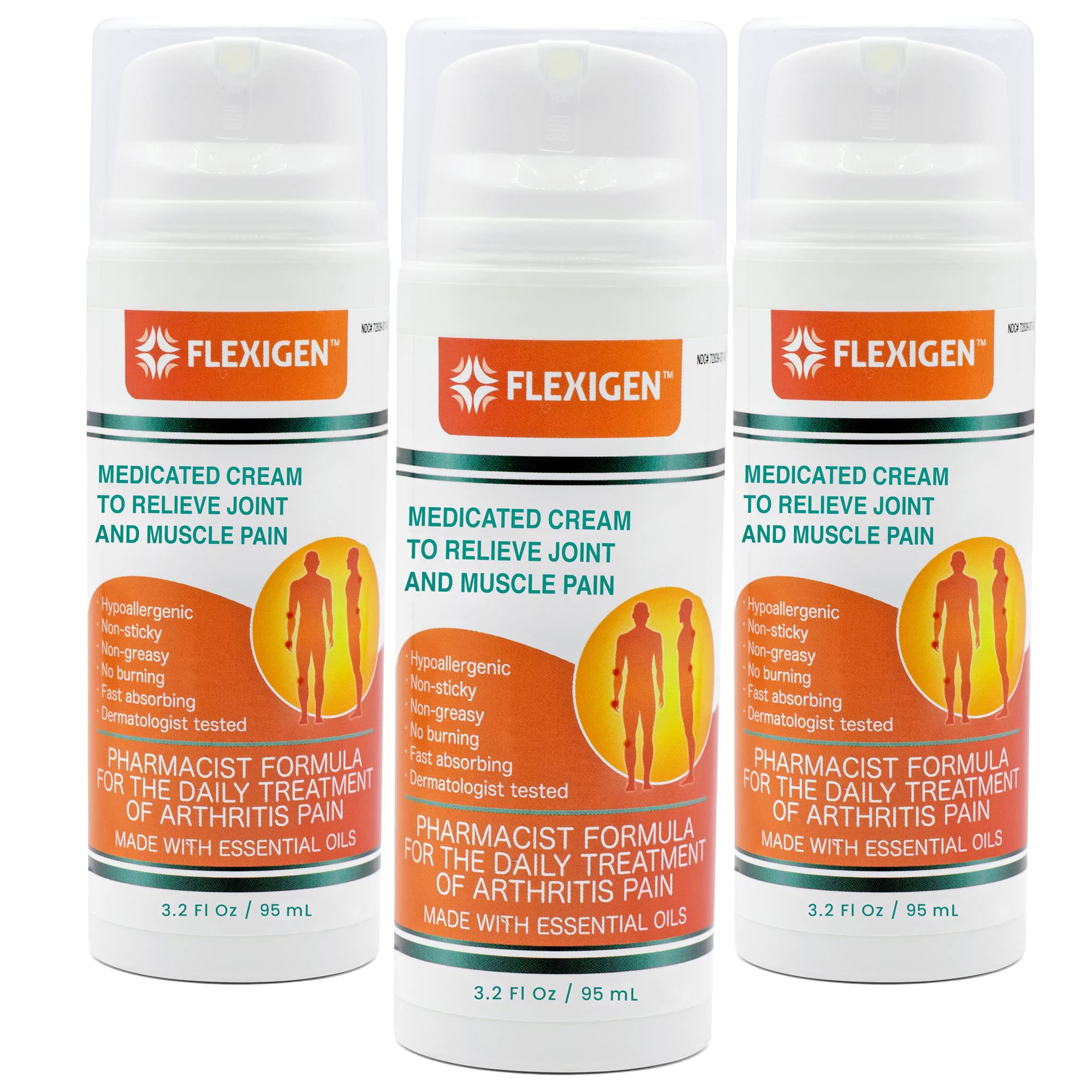 FLEXIGEN Pain Cream Lotion 3-Pack – Natural Menthol Formula with Frankincense & Essential Oils – Fast-Acting, Non-Greasy, Pleasant Scent FLEXIGEN uk supplements