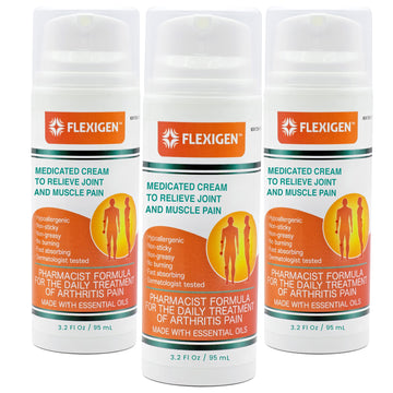 FLEXIGEN Pain Cream Lotion 3-Pack – Natural Menthol Formula with Frankincense & Essential Oils – Fast-Acting, Non-Greasy, Pleasant Scent FLEXIGEN uk supplements
