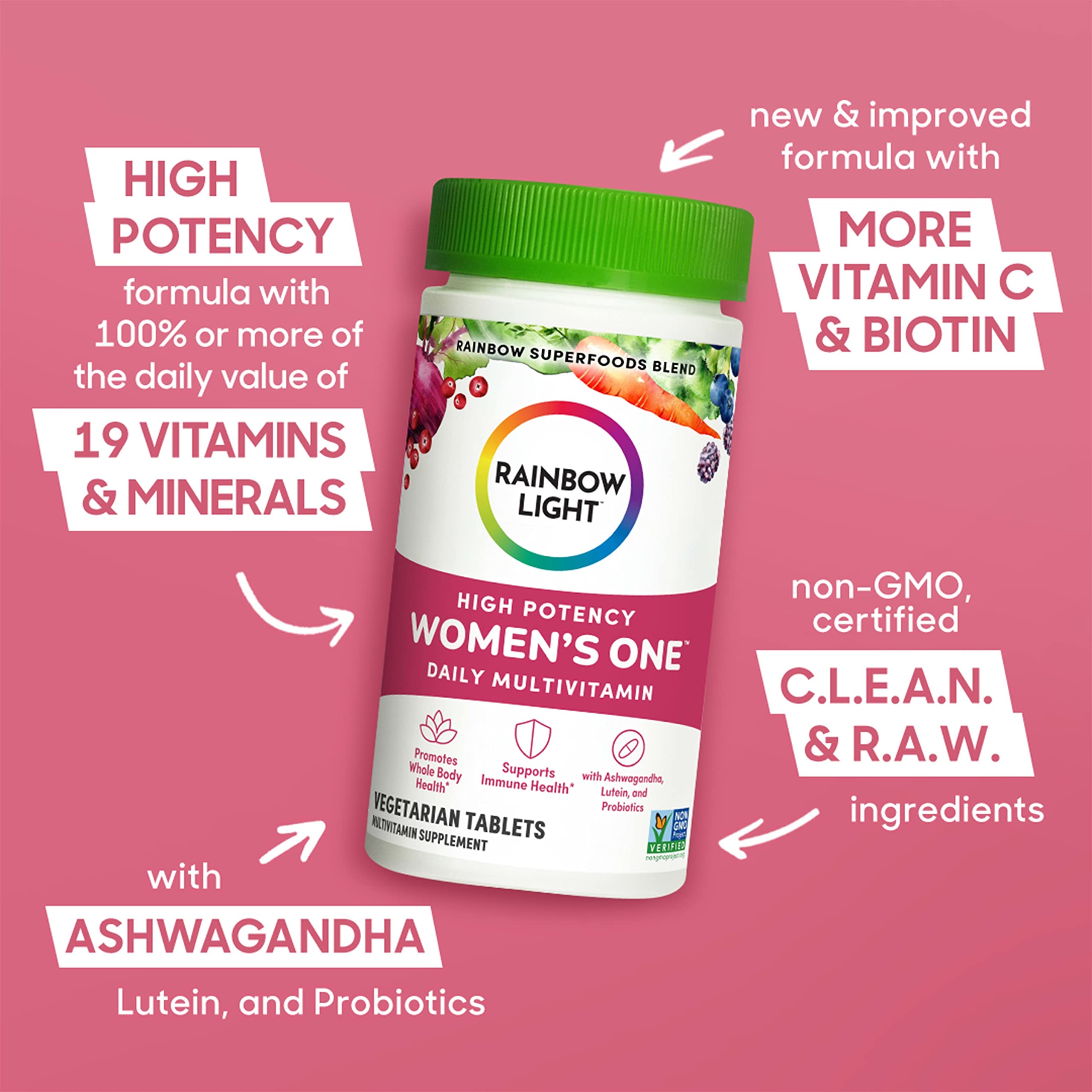 Rainbow Light Multivitamin for Women, Vitamin C, D & Zinc, Probiotics, Women’s One Rainbow Light uk supplements