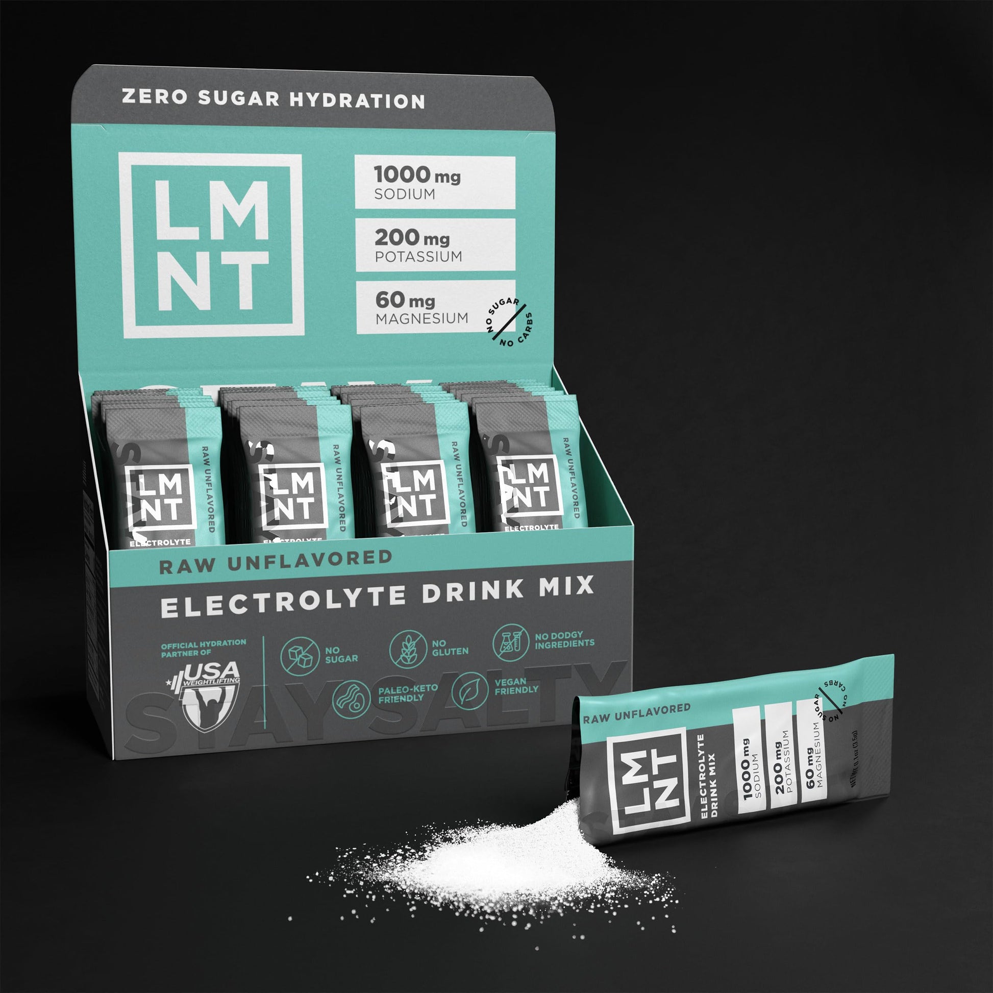LMNT Zero Sugar Electrolytes - Raw Unflavored Salt | Drink Mix | 30-Count Drink LMNT uk supplements