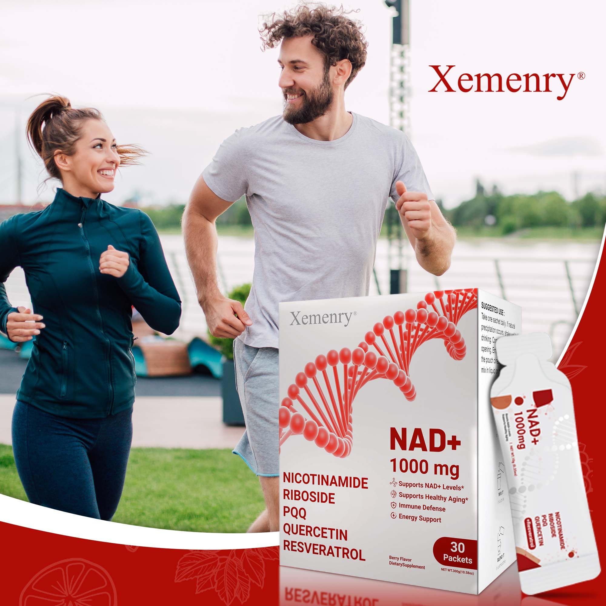 NAD Supplement 1000mg Liquid - Nicotinamide Riboside Resveratrol Supplements for Men & Women - NMN Alternative for Enhanced Energy & Anti-Aging, Focus - 30 Packets Xemenry uk supplements