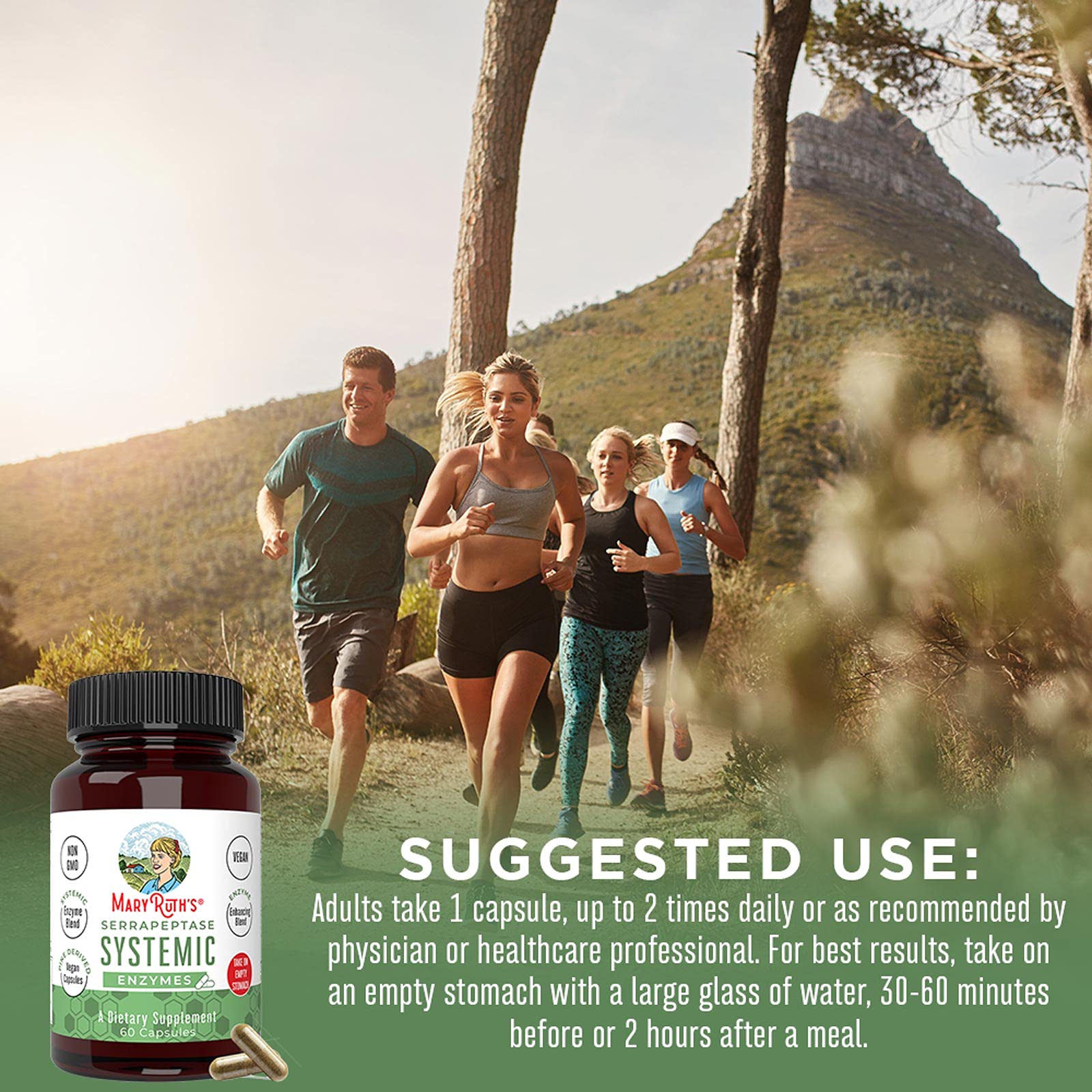 MaryRuth Organics Serrapeptase Enzymes Capsules | Up to 2 Month Supply | Enzyme Supplement for High Potency Sinus Relief Pills| Tissue Health and Cellular Health | Vegan | Gluten Free | 60 Count MARYRUTH'S uk supplements