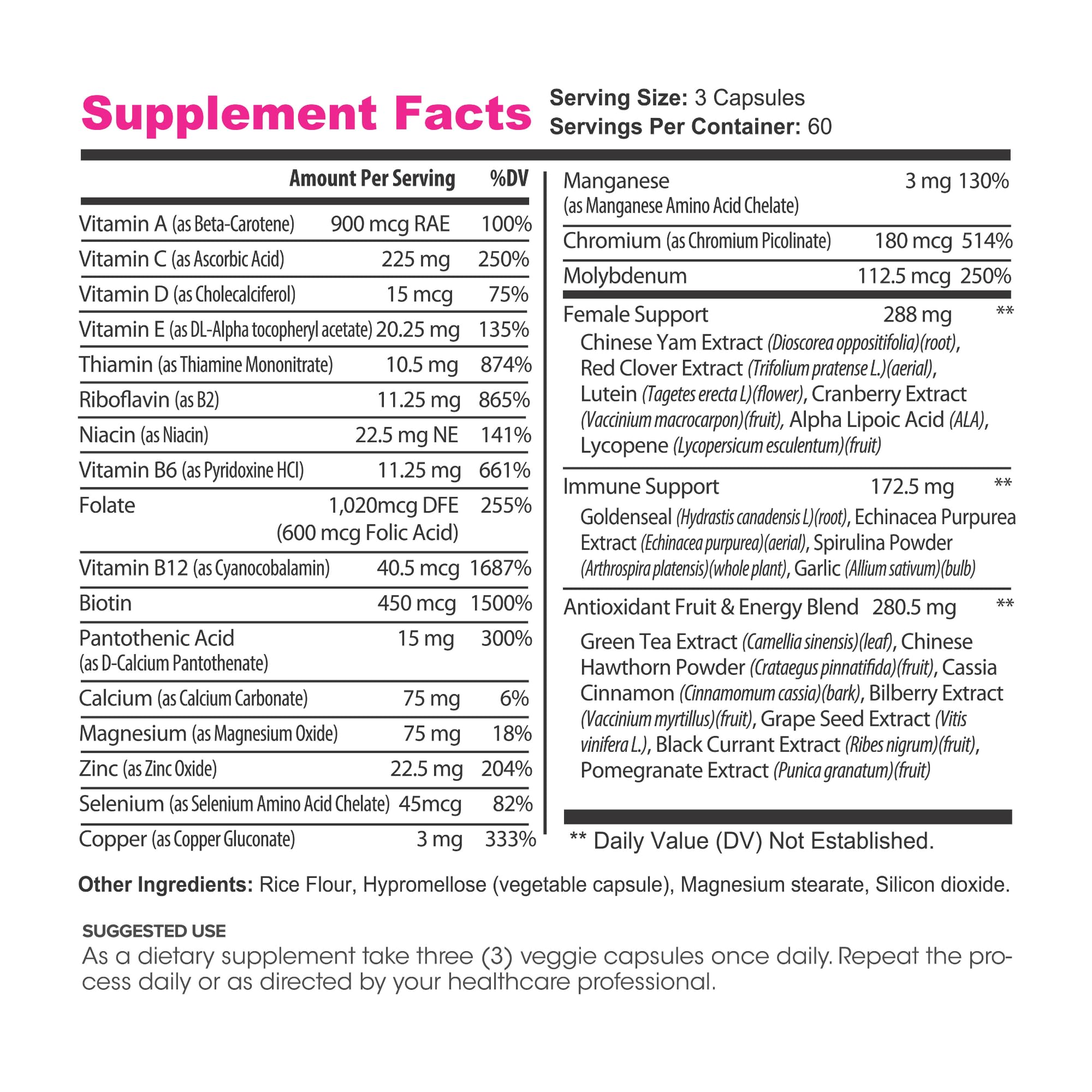 Lumen Naturals Women's Multivitamin Vitamin B12, A, C, D, & E - 180 Count - 60 Servings - Veggie Capsules Lumen Naturals uk supplements