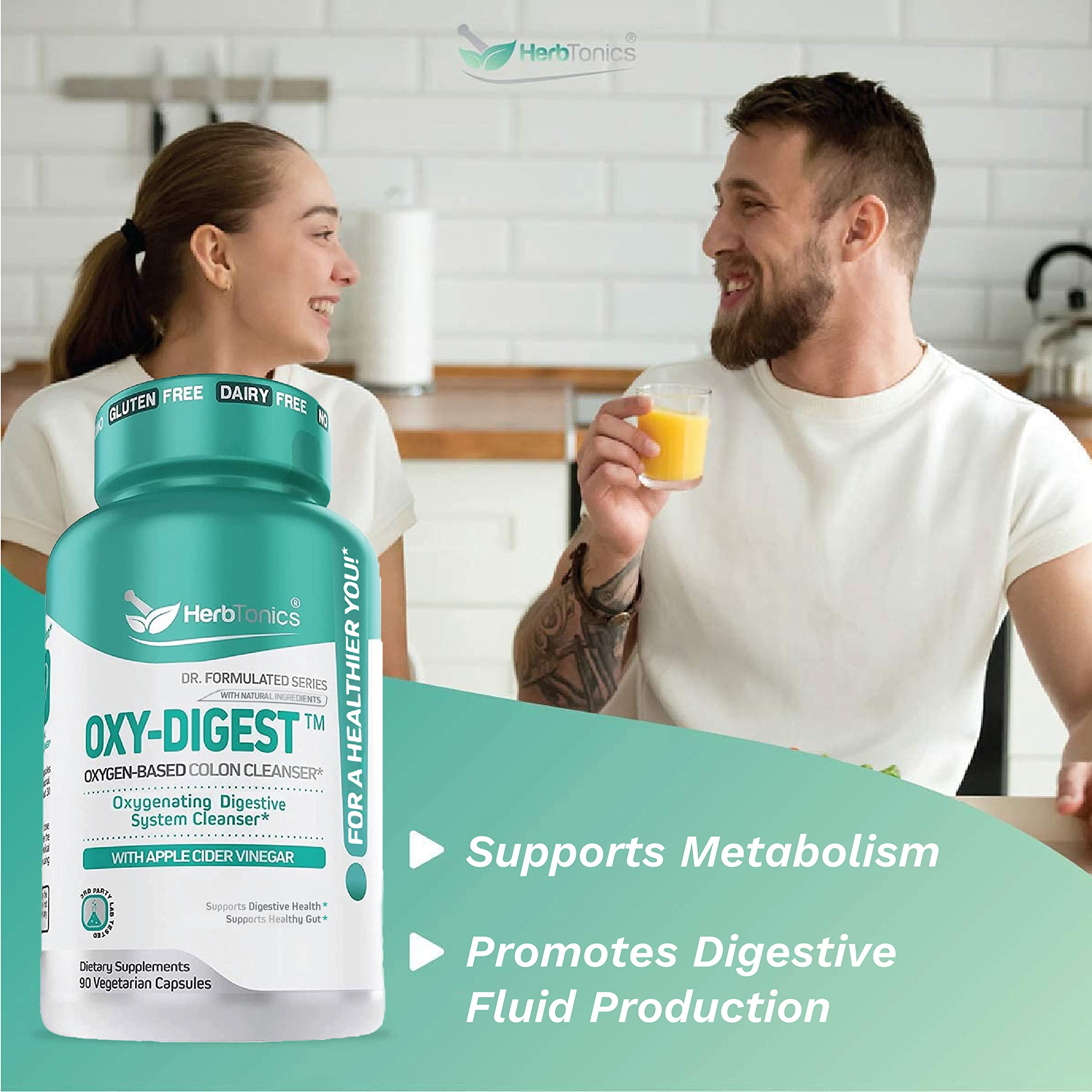 Herbtonics Oxygen Based Colon Cleanse and Detox Digestive System Formula | with Apple Herbtonics uk supplements