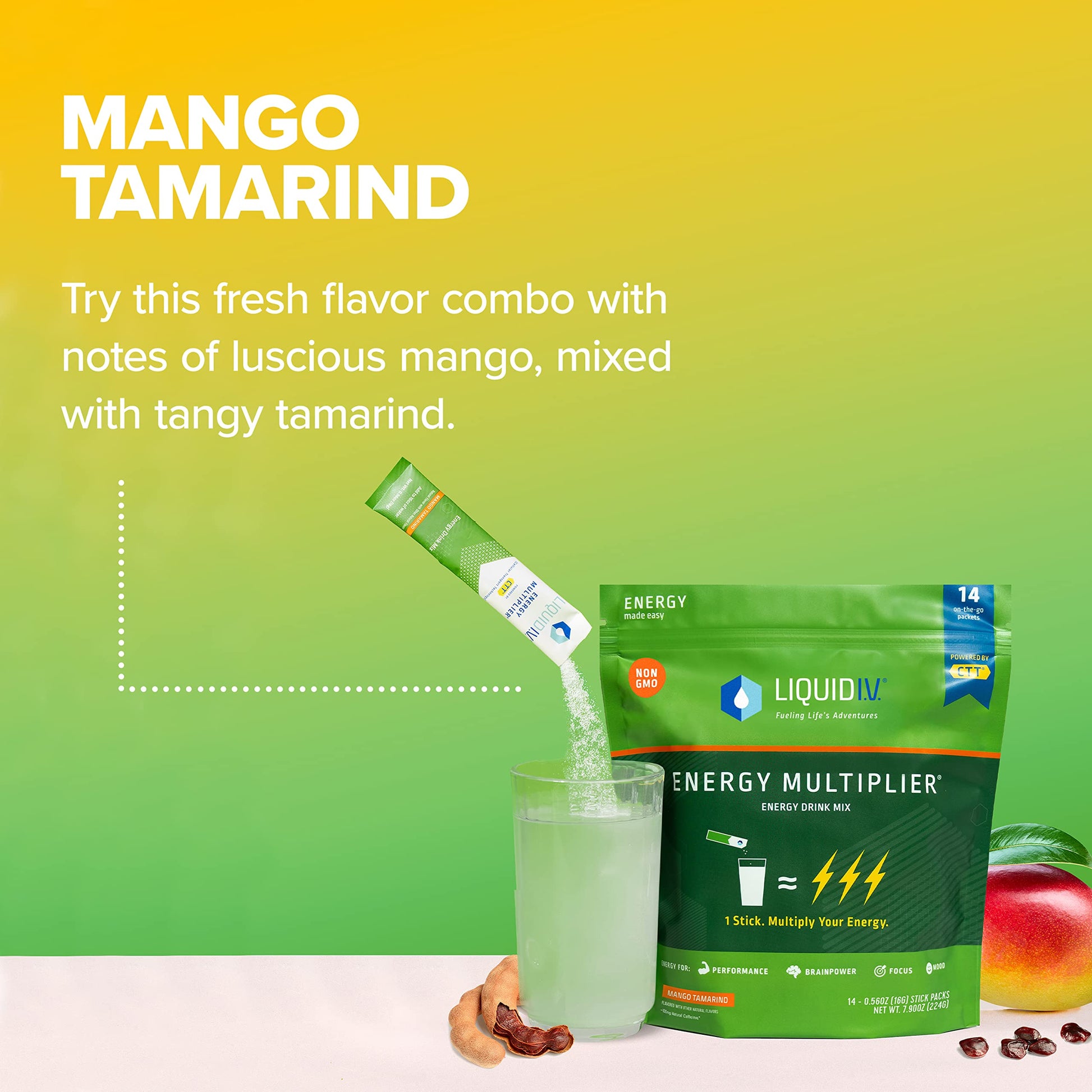 Liquid I.V. Hydration + Energy Multiplier - Mango Tamarind - Hydration Powder Liquid I.V. uk supplements