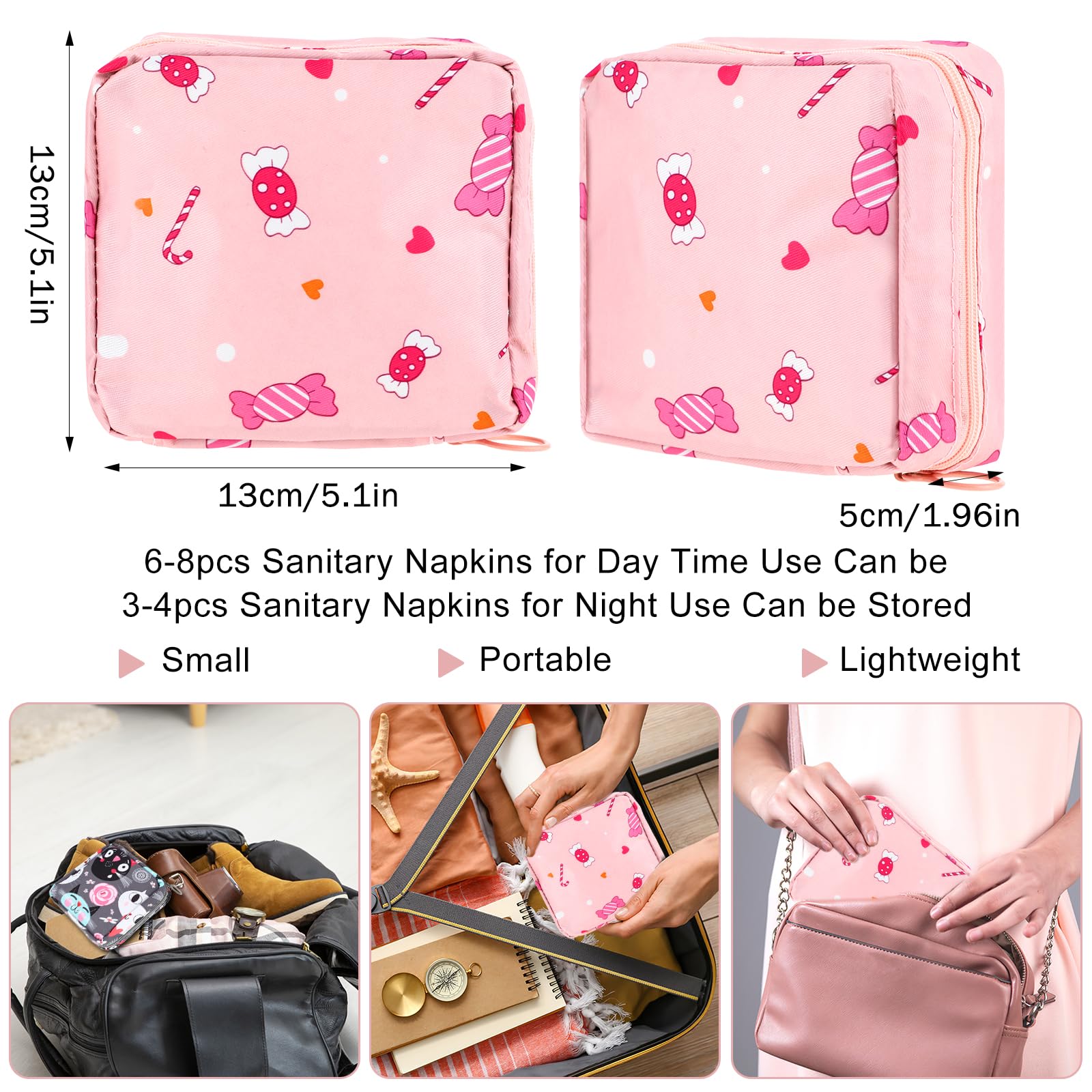 Abeillo 2Pcs Period Bag with Heart Carbiner, Sanitary Pad Storage Bag Samll Period Pouch Abeillo uk supplements