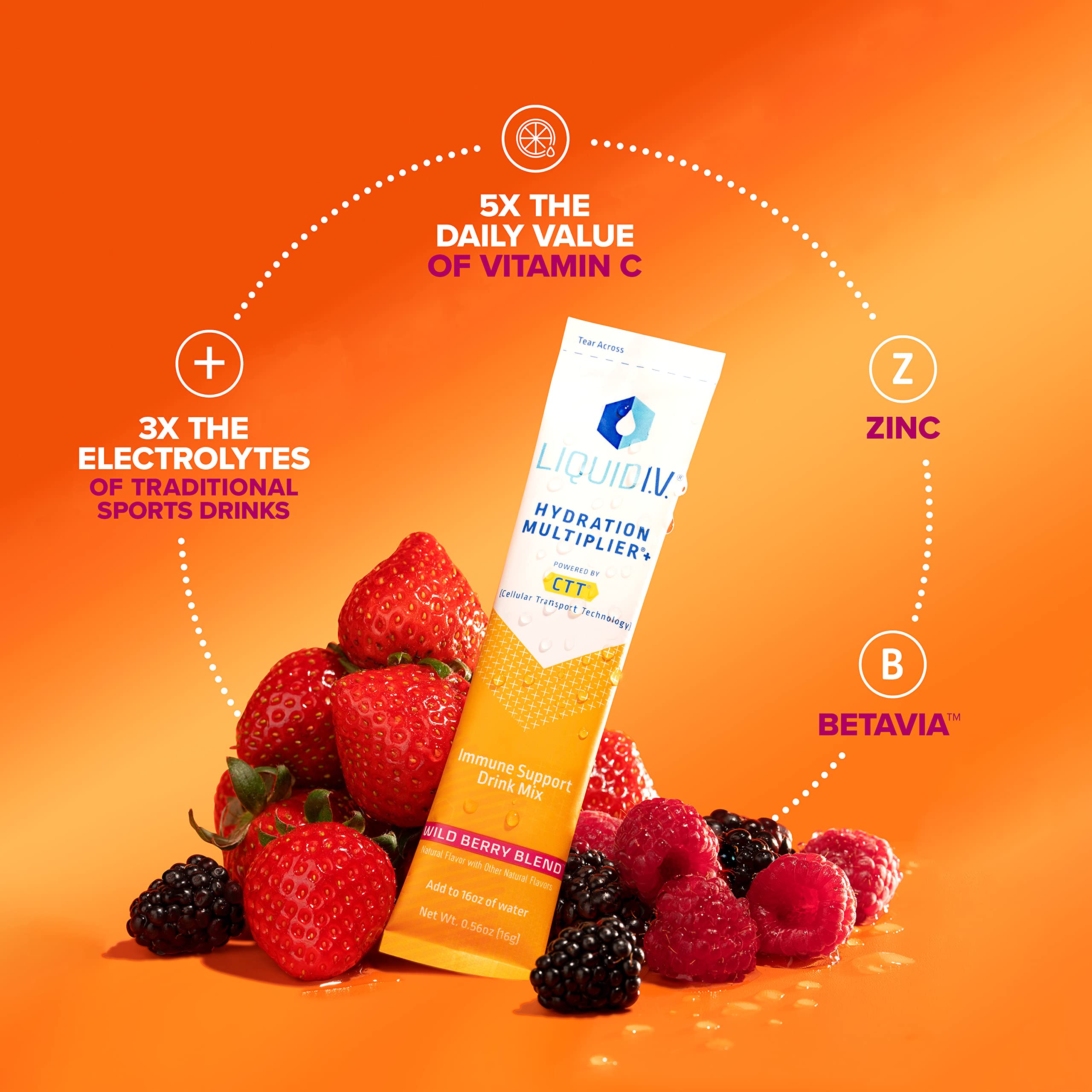 Liquid I.V. Hydration Multiplier + Immune Support -Wild Berry Blend - Hydration Powder Liquid I.V. uk supplements