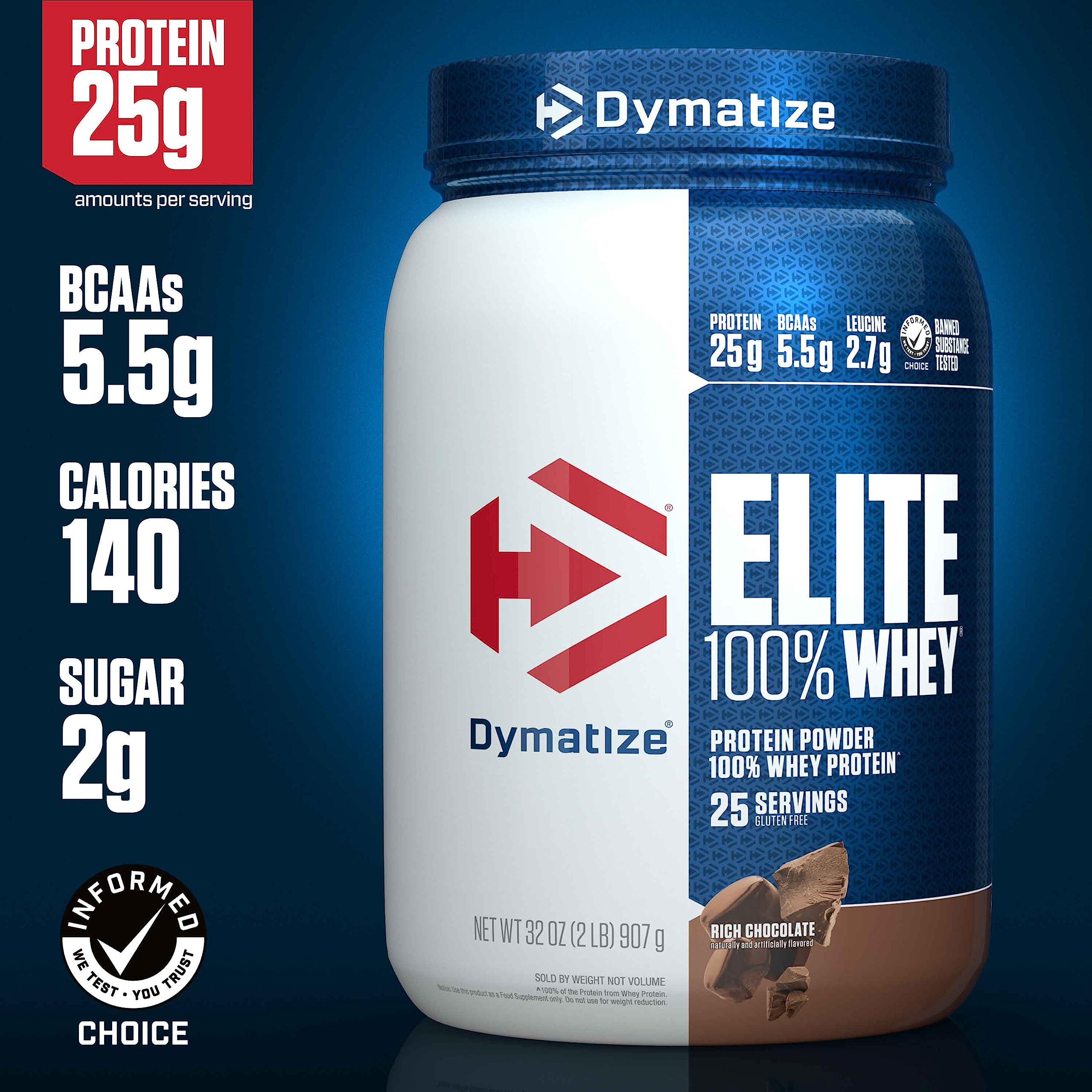 Dymatize Elite 100% Whey Protein Powder, 25g Protein, 5.5g BCAAs & 2.7g L-Leucine Dymatize uk supplements