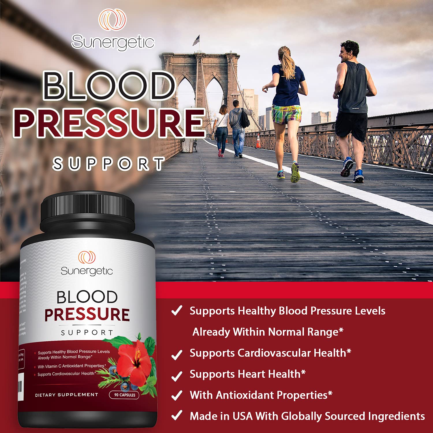 Premium Blood Pressure Support Supplement For Cardiovascular & Heart Health with Garlic Sunergetic uk supplements