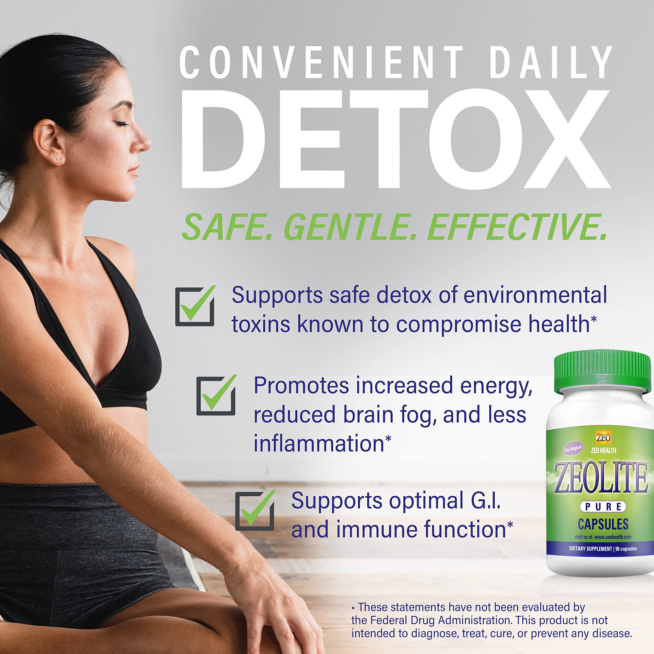 Zeolite Pure Capsules | Zeolite Detox, Extra Strength | Pure, Full Body Cleanse for Women Zeo Health uk supplements