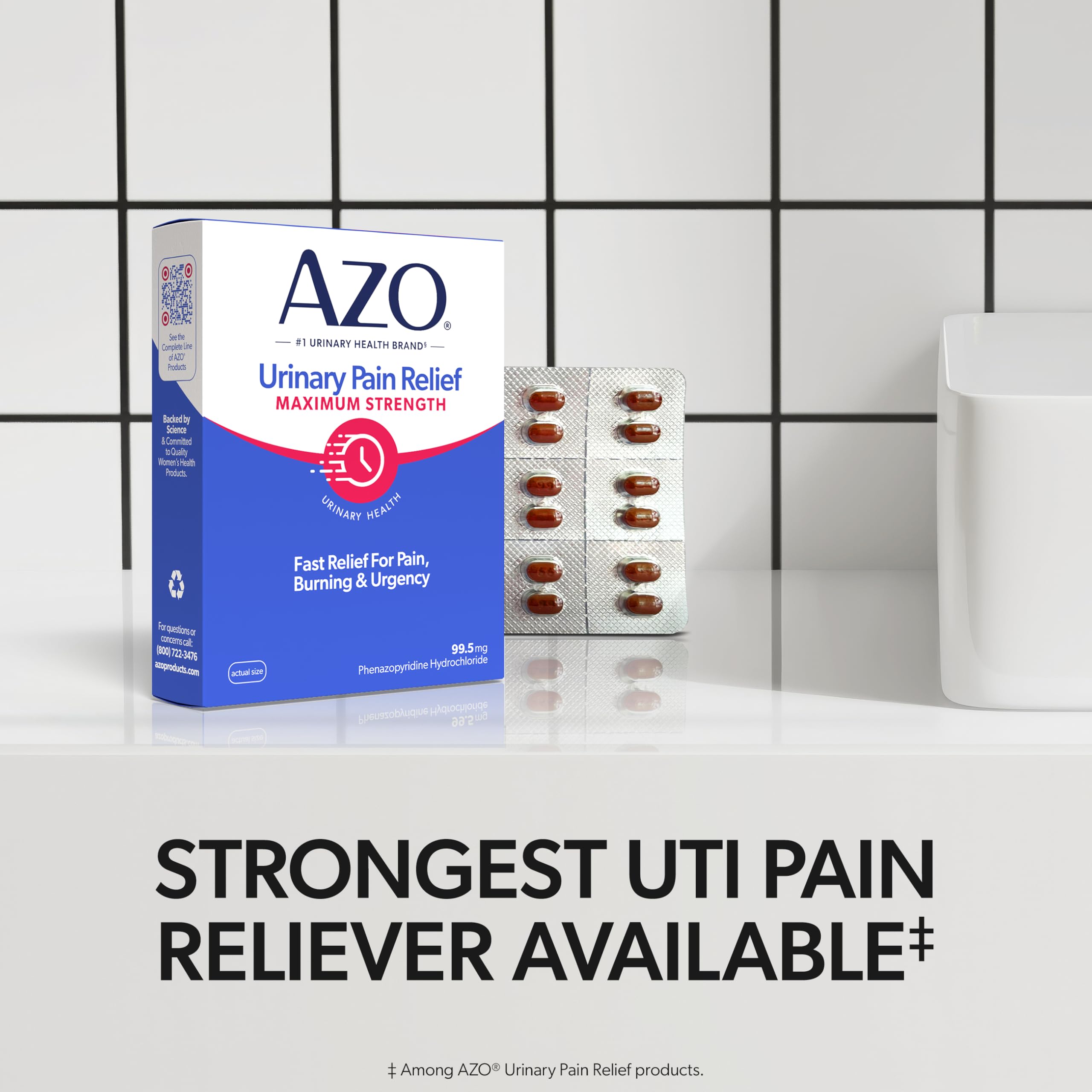 AZO Urinary Pain Relief Maximum Strength, Fast relief of UTI Pain, Burning & Urgency, Targets Source of Pain, #1 Most Trusted Brand, 24 Tablets AZO uk supplements
