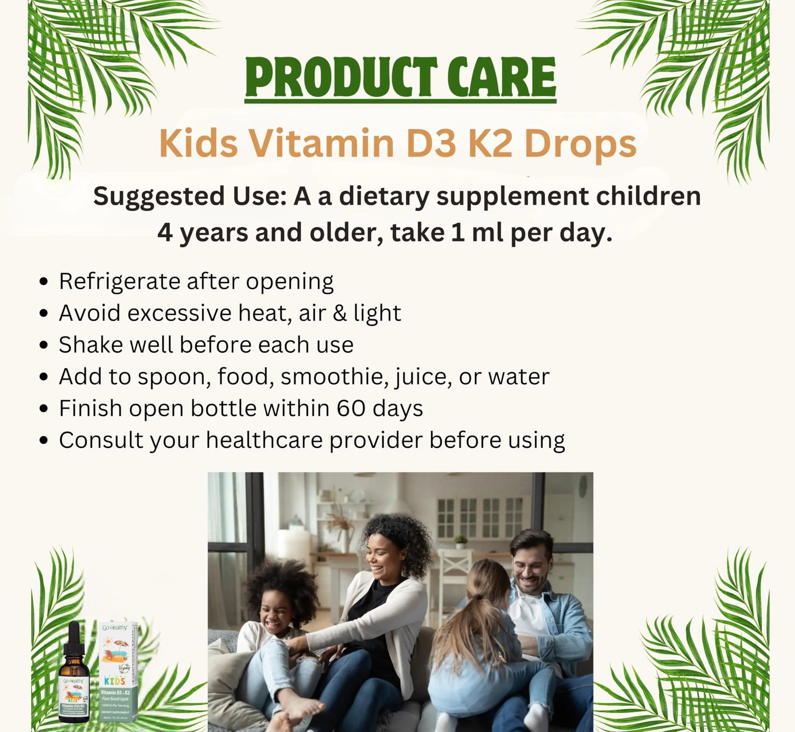 Go Healthy Kids Vitamins D3 K2 (MK-7), Child Vitamin D, Liquid Vegan D3 K2 Drops for Kids Go Healthy Natural uk supplements