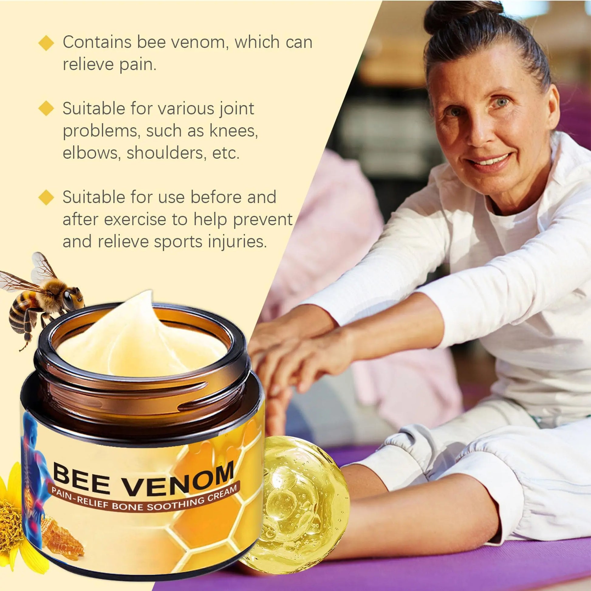 Liwoci Bee Venom Cream-Suitable for Neck, Waist, Back, Hands, Feet and Leg Joint Pain Care Liwoci uk supplements