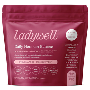 Ladywell Daily Hormone Balance Powder | Natural Cycle Support for Women | Supports Mood, Bloating, Cramps, Skin Health & Cravings with Chasteberry, B Vitamins, Ashwagandha, Saffron + | 30 Servings Ladywell uk supplements
