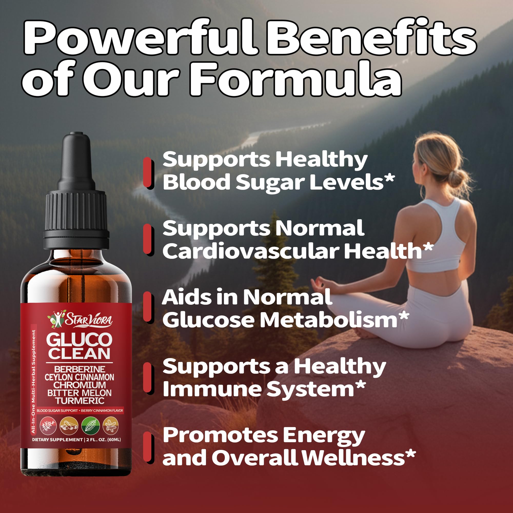 StarViora Gluco Clean Sugar-Free Herbal Blend with Berberine & Chromium, Bitter Melon, Ginseng and Alpha Lipoic Acid for Daily Wellness StarViora uk supplements
