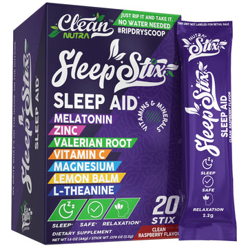 Sleep Aid Melatonin Powder Tryptophan Glycine Valerian Root Magnesium For Sleep Lemon Balm L Theanine Magnesium Glycinate Zinc Sleep Aid Myo Inositol GABACalm B6 5 HTP Stress Relief 20 Stix Clean Nutraceuticals uk supplements