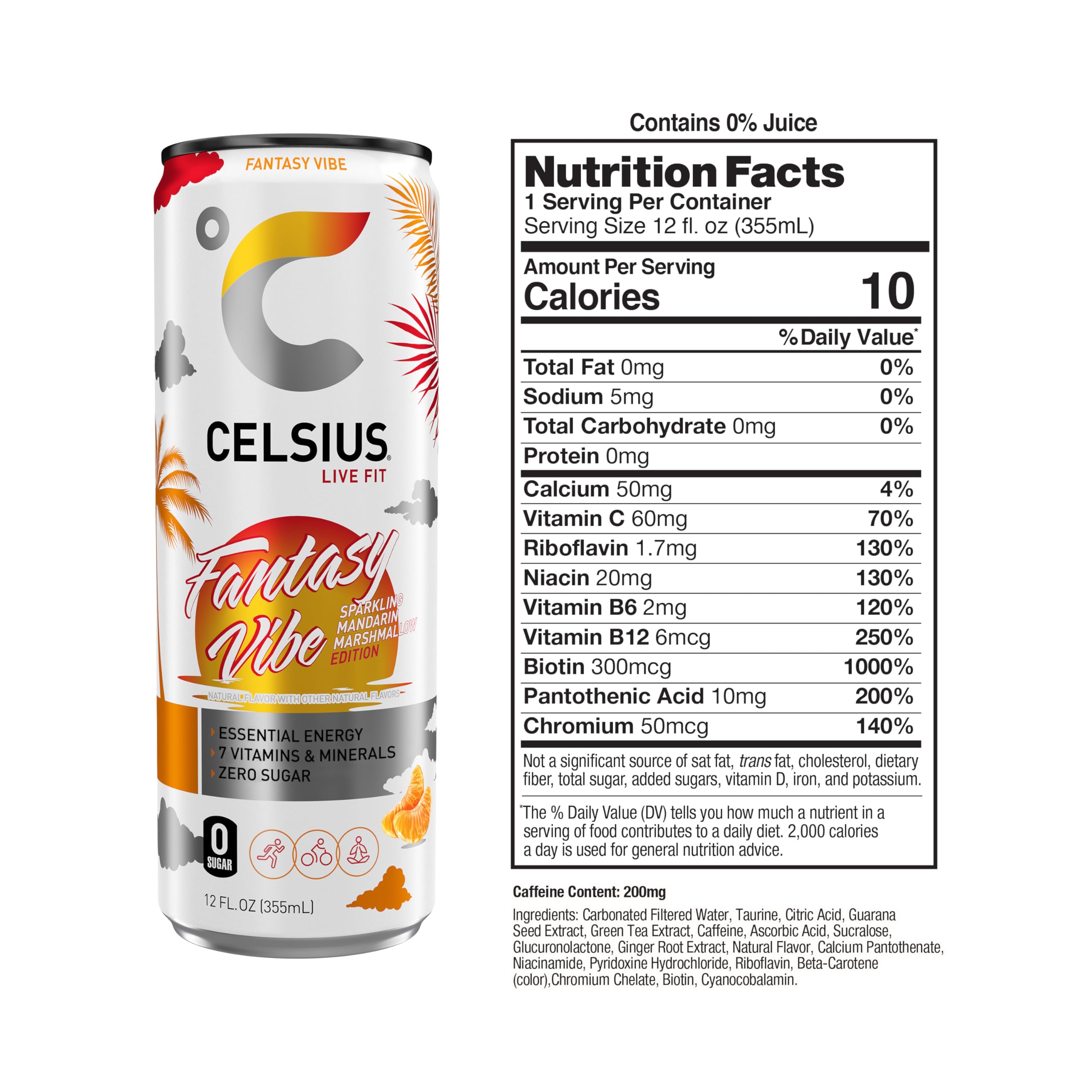 CELSIUS Sparkling Fantasy Vibe, Functional Essential Energy Drink, 12 Fl Oz (Pack of 12) CELSIUS uk supplements