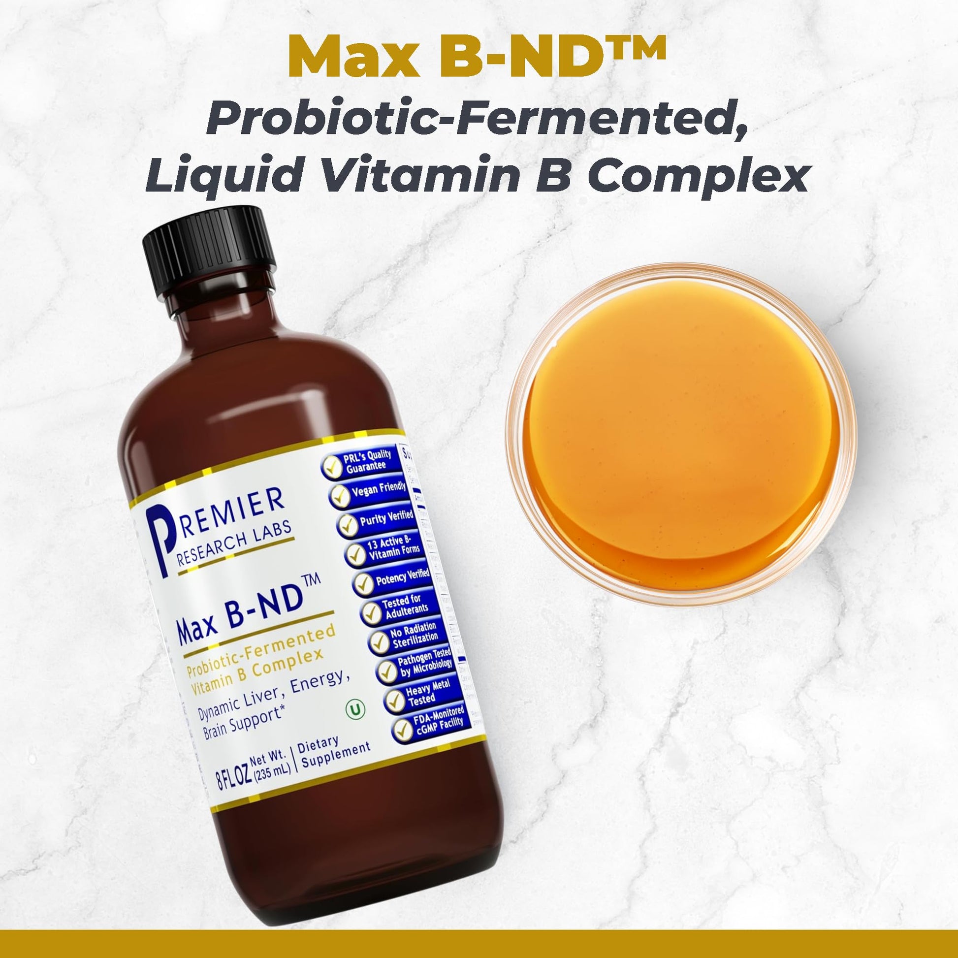 Premier Research Labs Max B-ND - Liquid Vitamin B Complex for Liver & Brain Health, Sublingual Drops for Men & Women with Thiamin, B12 & B6-8 Fl Oz Bottle Premier Research Labs uk supplements