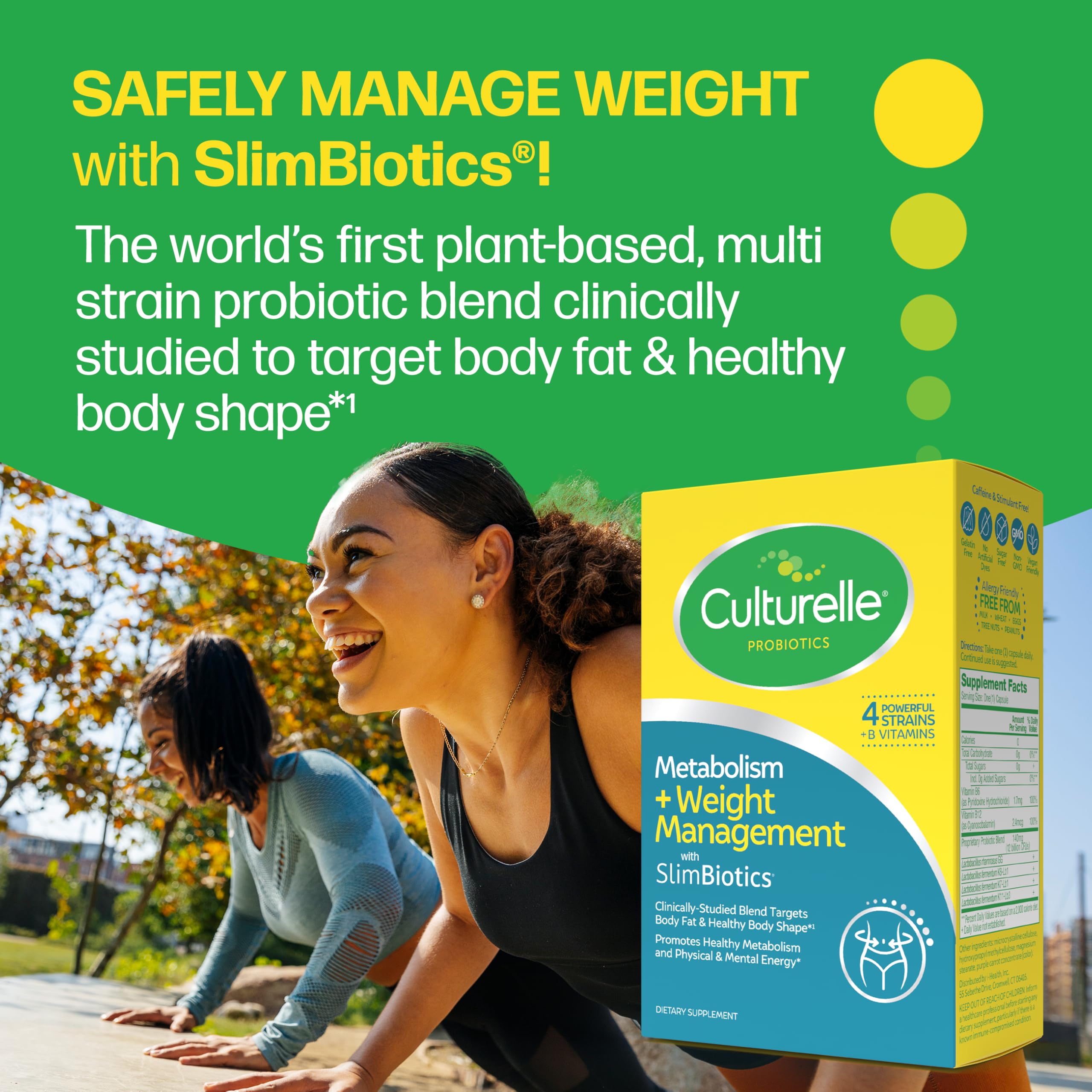 Culturelle Metabolism + Weight Management with SlimBiotics® Probiotic Capsules – 30 Count – Helps Safely Manage Weight - Promotes Healthy Metabolism and Physical & Mental Energy Culturelle uk supplements