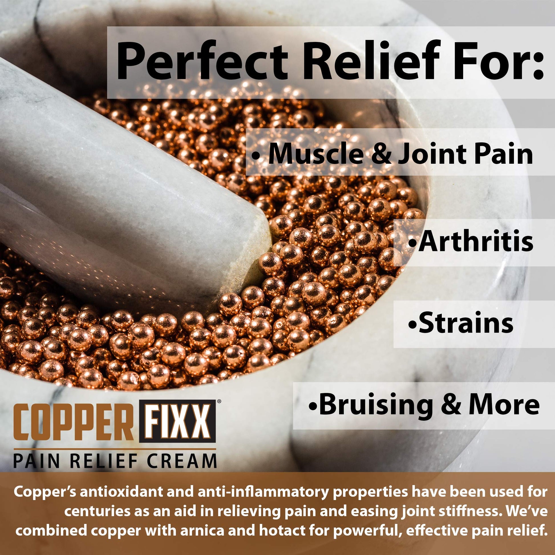 CopperFixx Pain Relief Cream, 5 Fl Oz Tube Powered by Copper with Heat Technology Arnica for Muscle & Stiffness Joint Inflammation, Knee, Back, Shoulder Arthritis Pain. Fast Acting, CF03028 CopperFixx uk supplements