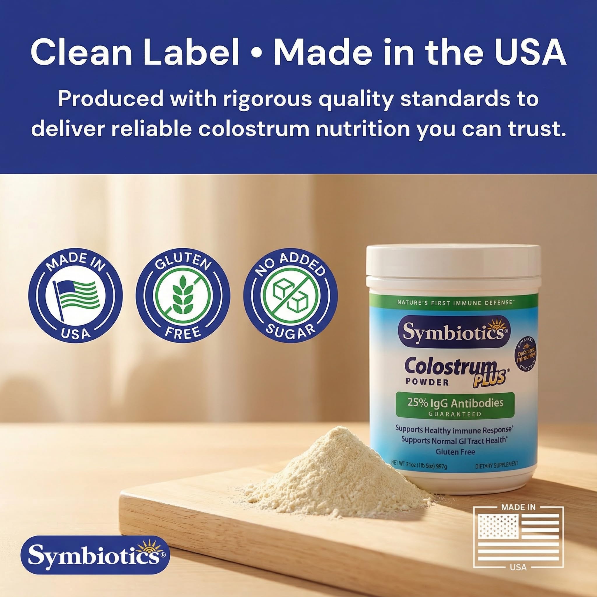 Symbiotics Colostrum Plus Powder 2.25 oz – Immune & Muscle Recovery Support, 25% IgG Immunoglobulins, Gut Health & Training Resilience, Unflavored, Gluten Free - 2.25 oz Symbiotics uk supplements