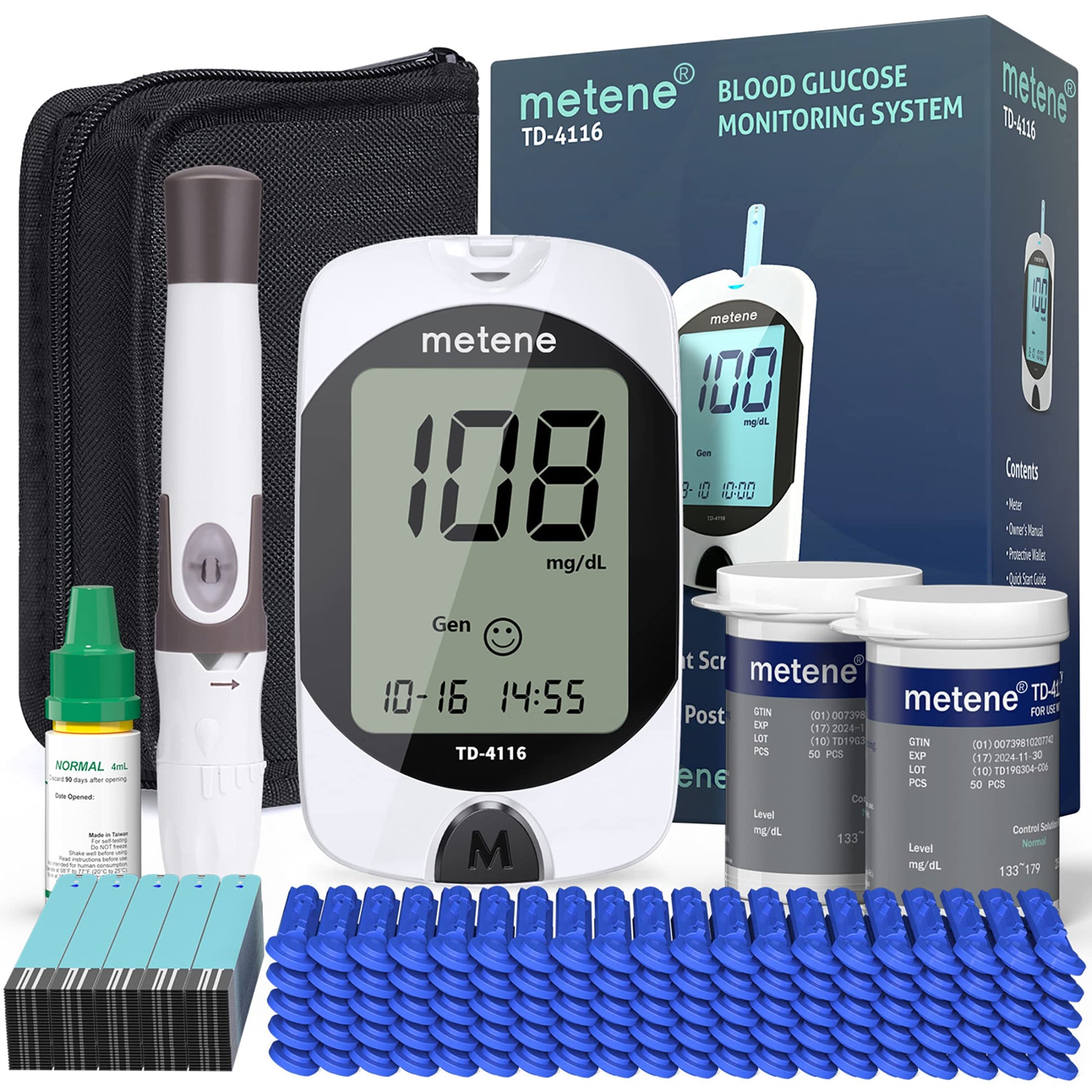 Metene TD-4116 Blood Glucose Monitor Kit, 100 Glucometer Strips Metene uk supplements