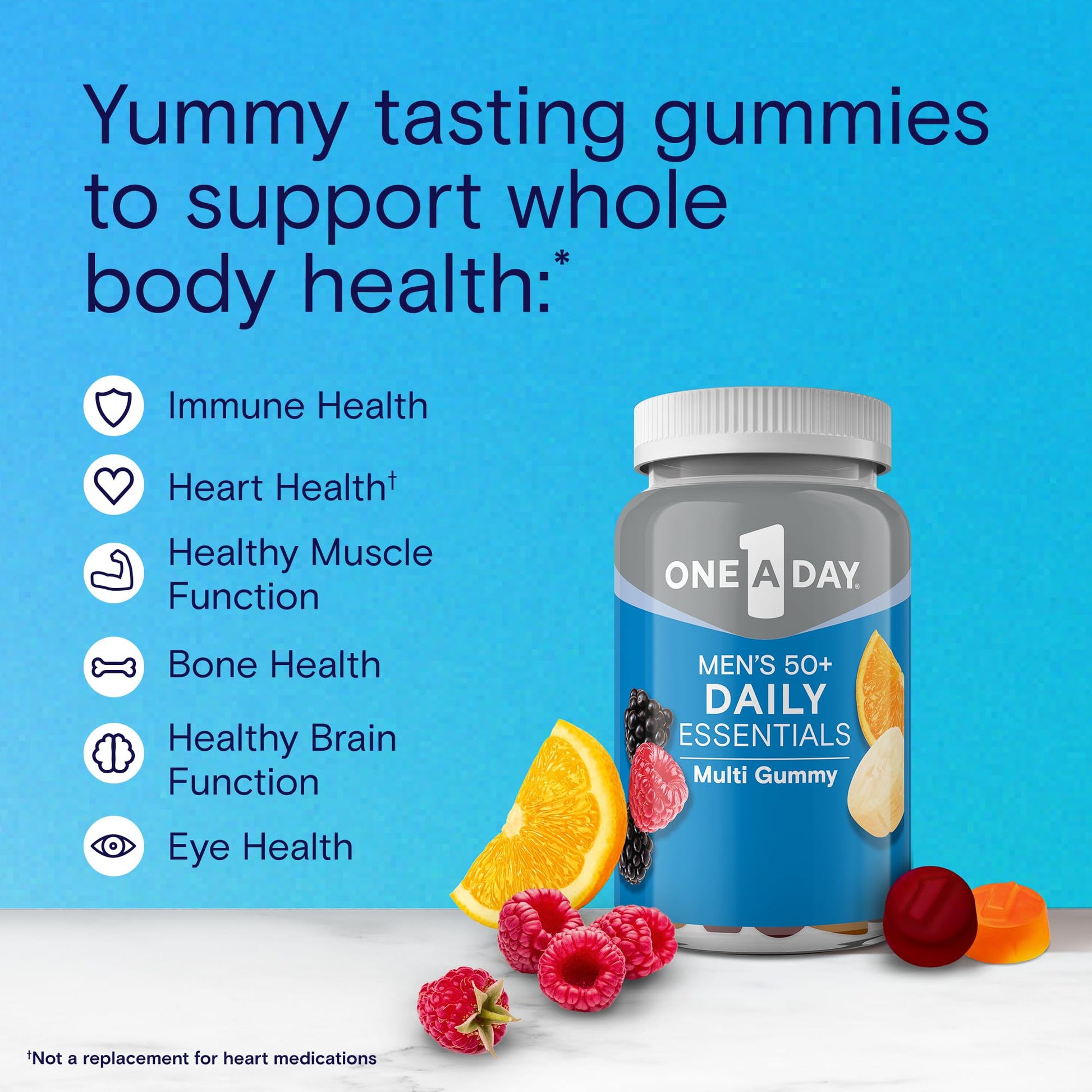 One A Day Men’s 50+ Daily Essentials Multivitamin Gummies, Multivitamin for Men Over 50, Fruit Medley Flavor, 120 Gummies ONE A DAY uk supplements