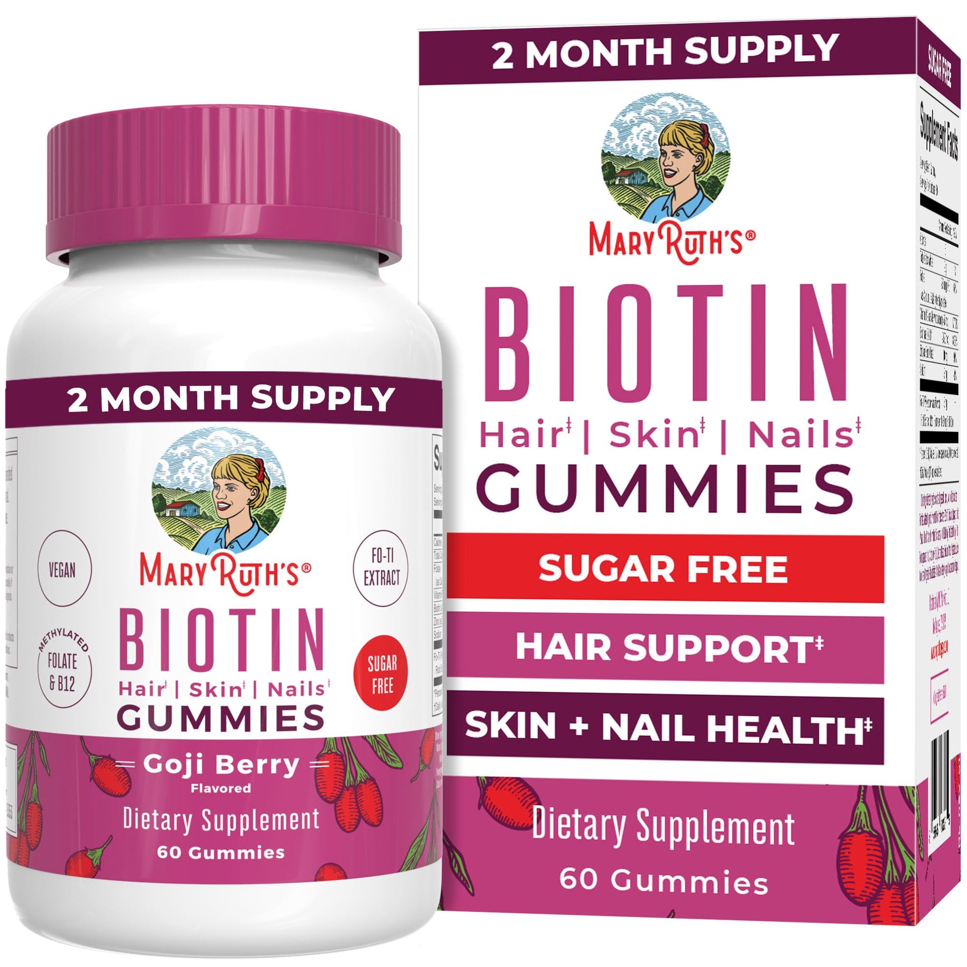 MaryRuth Organics Biotin Gummies | Sugar Free | Vegan | Non-GMO | 2,500 mcg Biotin Supplement | Hair Skin and Nails Vitamins | Hair Growth Vitamins | Hair Growth Supplement | 60 Count MARYRUTH'S uk supplements