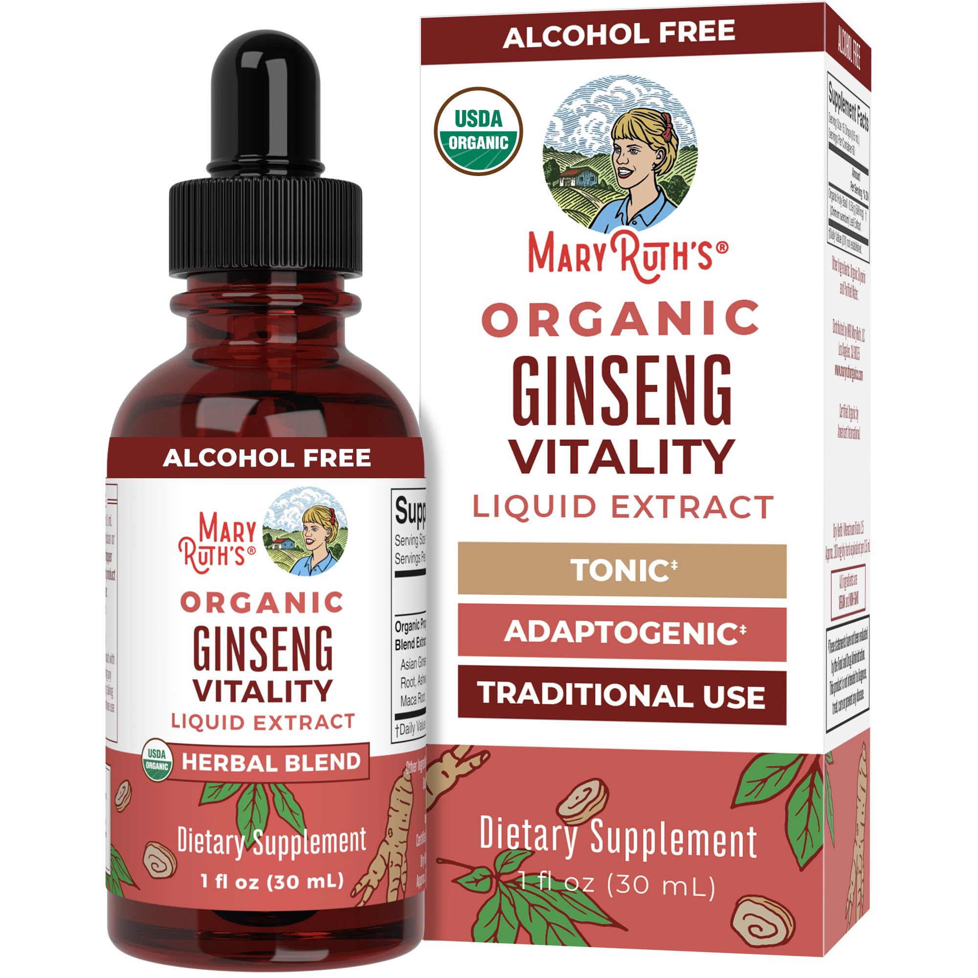 MaryRuth Organics Herbal Supplement for Brain Function | Boost Energy | Memory | Vitality USDA | Ginseng with Ashwagandha | Eleuthero and Maca Root Extract | 1 Fl Oz MARYRUTH'S uk supplements