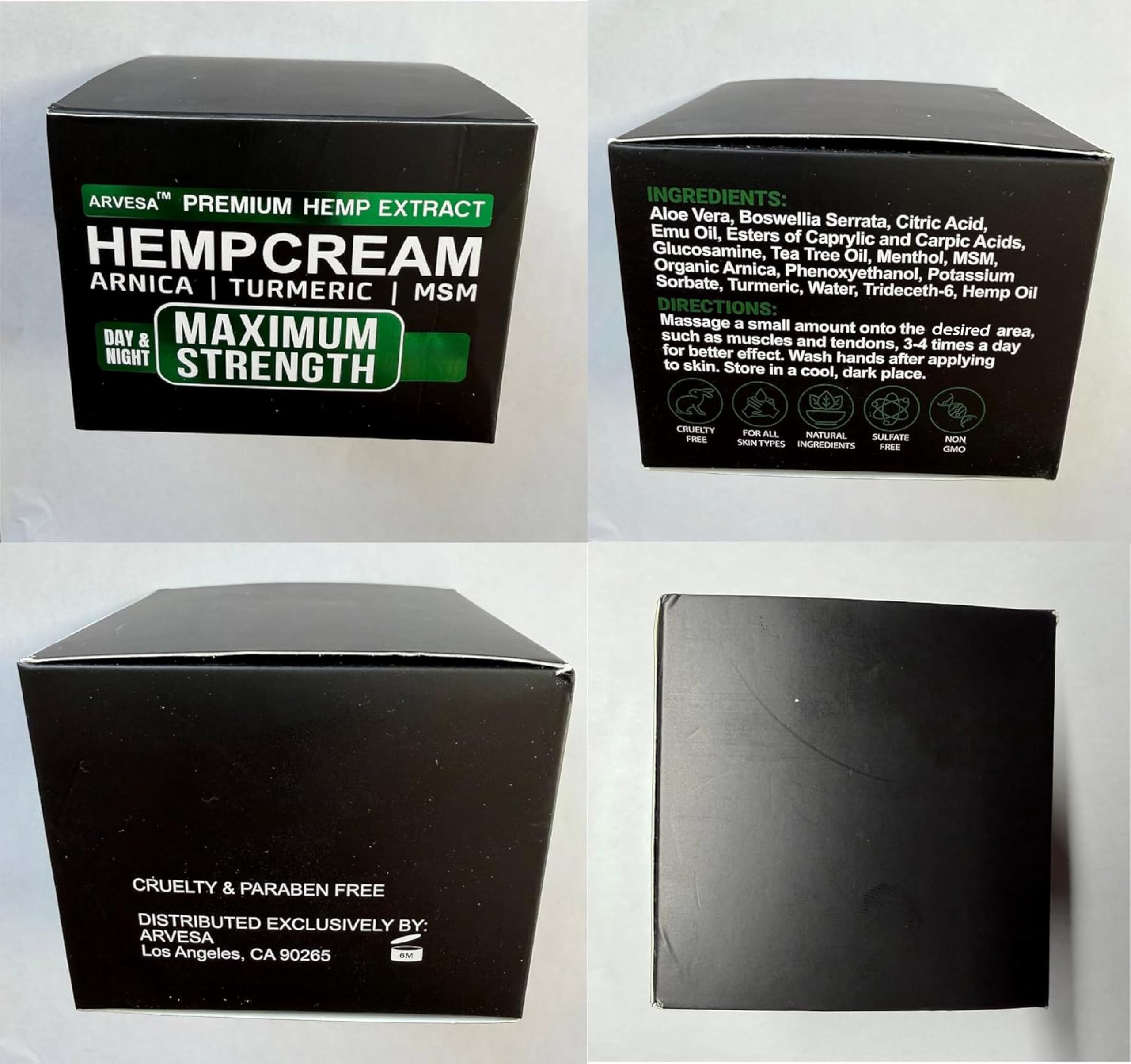 Hemp Cream - Maximum Strength - Natural Hemp Oil Extract Gel Rub with MSM - Glucosamine - Arnica - Turmeric - Maximum Strength - Formulated in USA - 3.9 oz Arvesa uk supplements