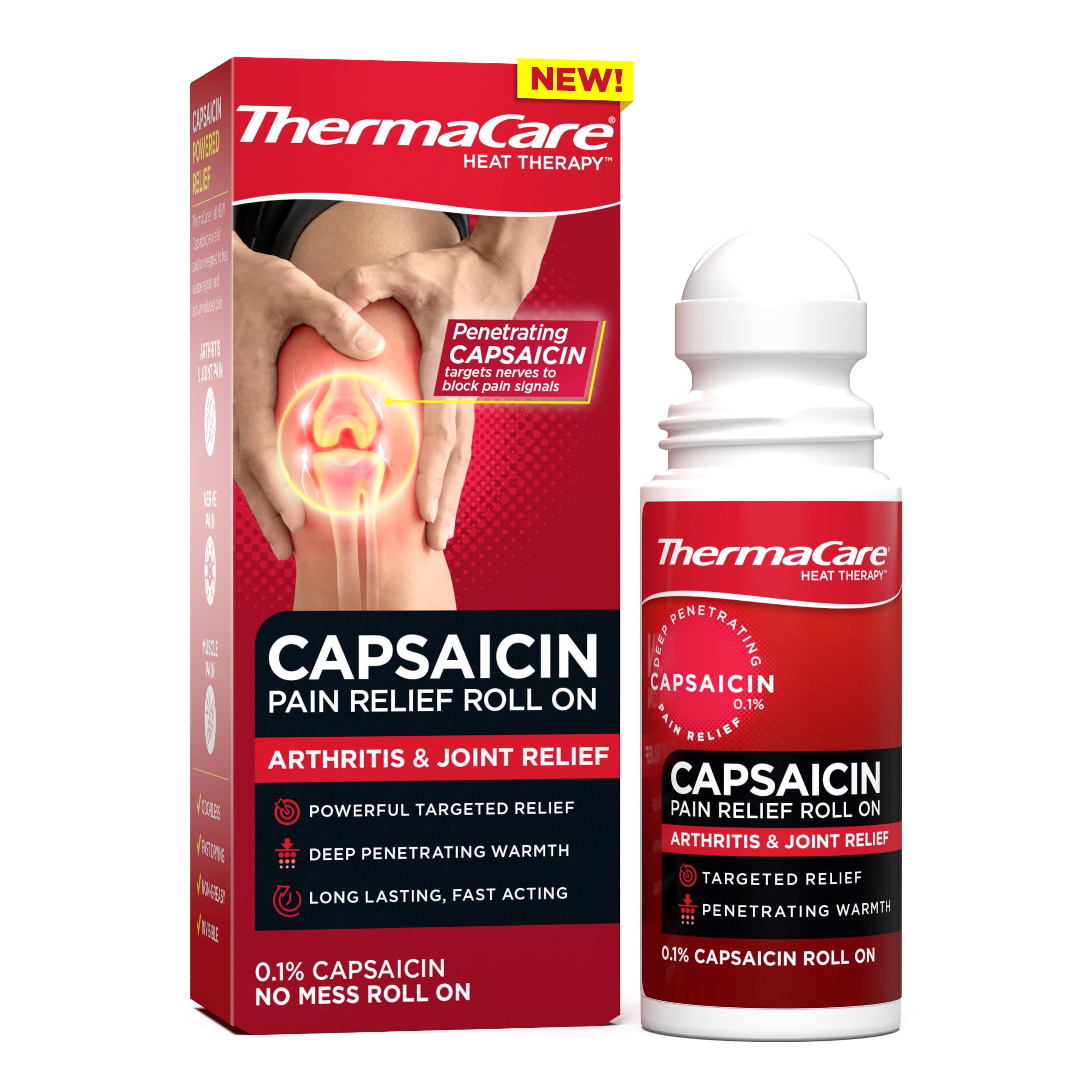 ThermaCare Arthritis Pain Relief Roll-On - Fast-Acting Capsaicin Formula for Joint & Muscle Pain - Soothing Warmth - Mess-Free Application - Targets Stiffness & Discomfort - 2.5 oz ThermaCare uk supplements