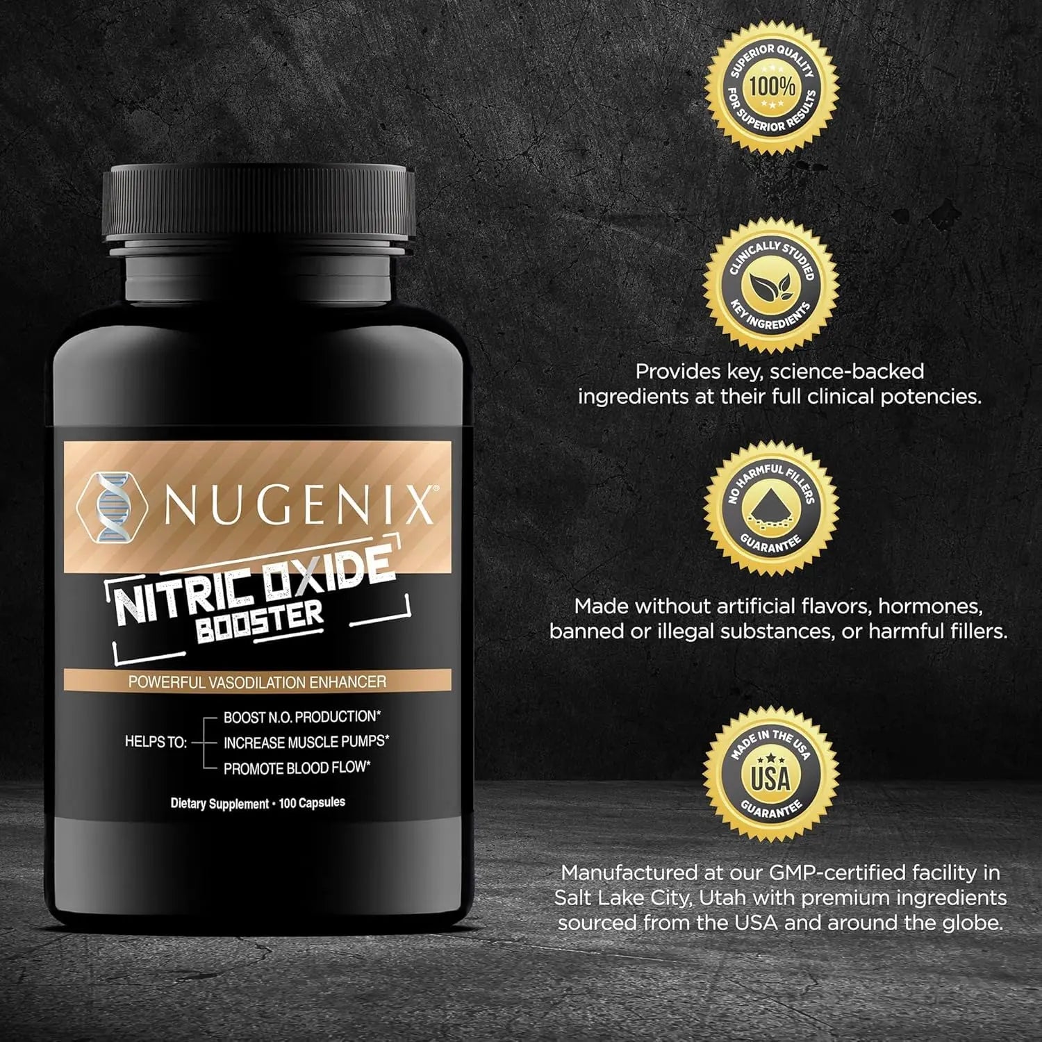 Nugenix Nitric Oxide Booster Supplement - Nitric Oxide Flow, L-Arginine, L-Citrulline, Pine Bark Extract - Vasodilator - 100 Capsules Nugenix uk supplements
