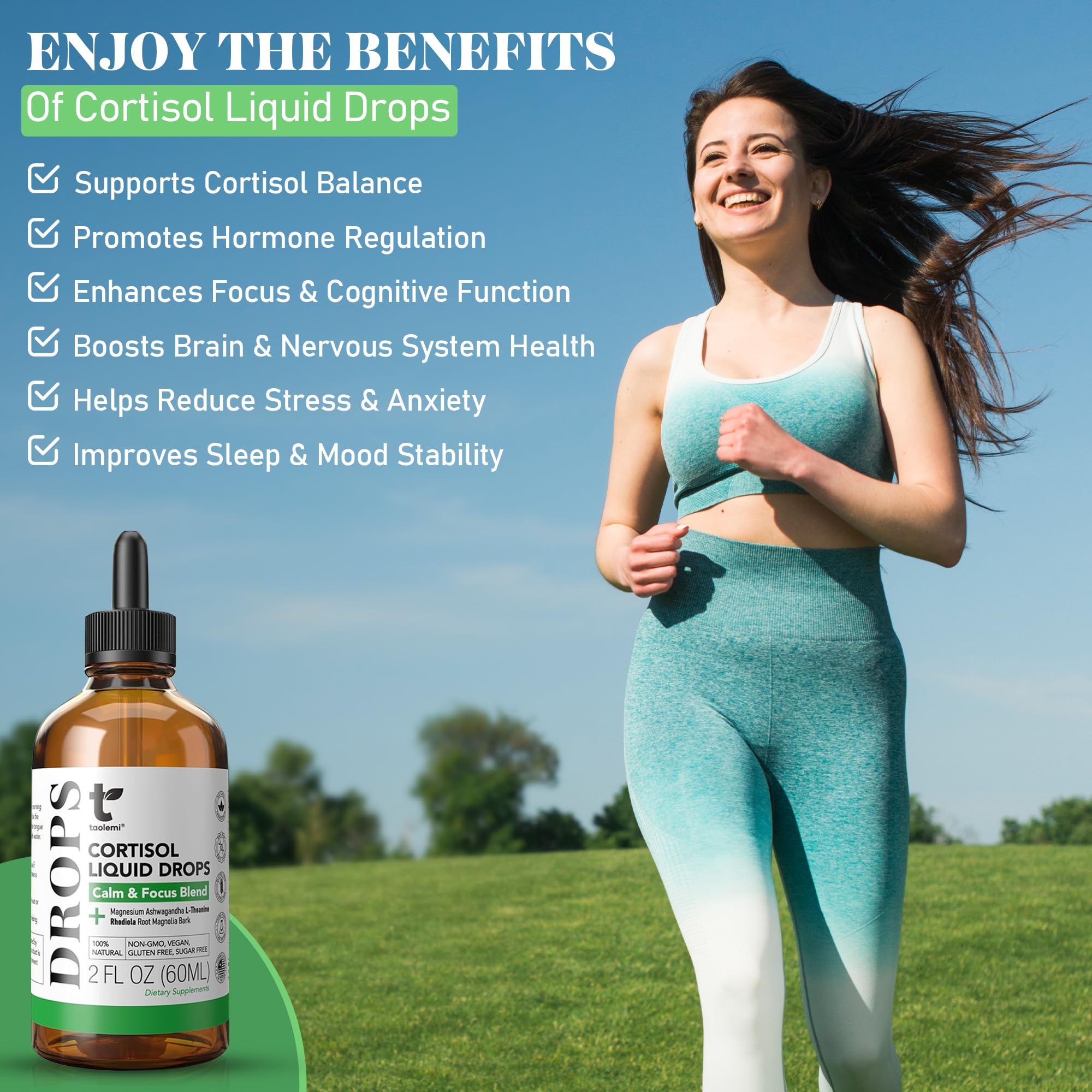 Cortisol Manager Drops with Magnesium & Ashwagandha - Advanced Liquid Blend for Relaxation, Supports Restful Sleep, Fast-Absorbing Liquid, Non-GMO, 2 Fl Oz taolemi uk supplements